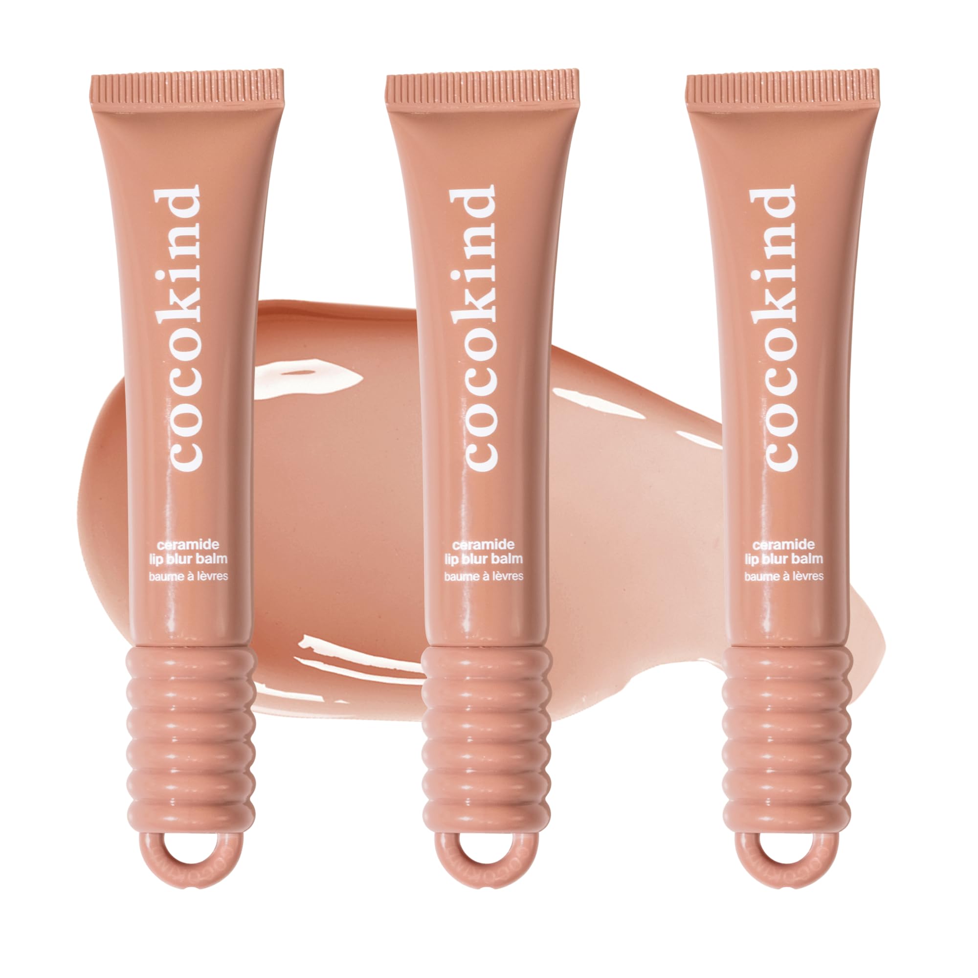 Cocokind Ceramide Lip Blur Balm – Soft Brown Hydrating Lip Balm with Ceramides & Peptides (3-Pack)