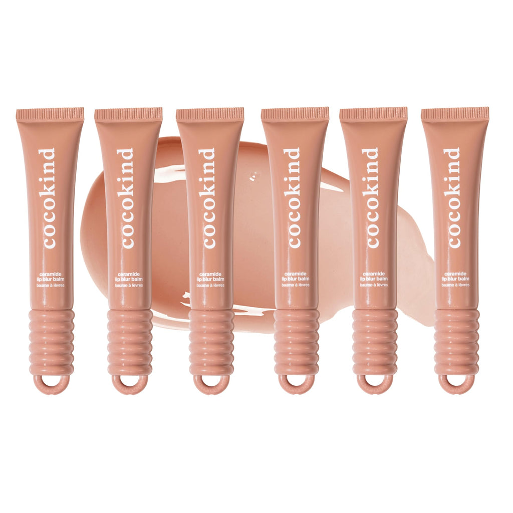 Cocokind Ceramide Lip Blur Balm – Hydrating Soft Brown Lip Balm with Ceramides & Peptides (Fragrance-Free, Sensitive Skin) – 6 Pack