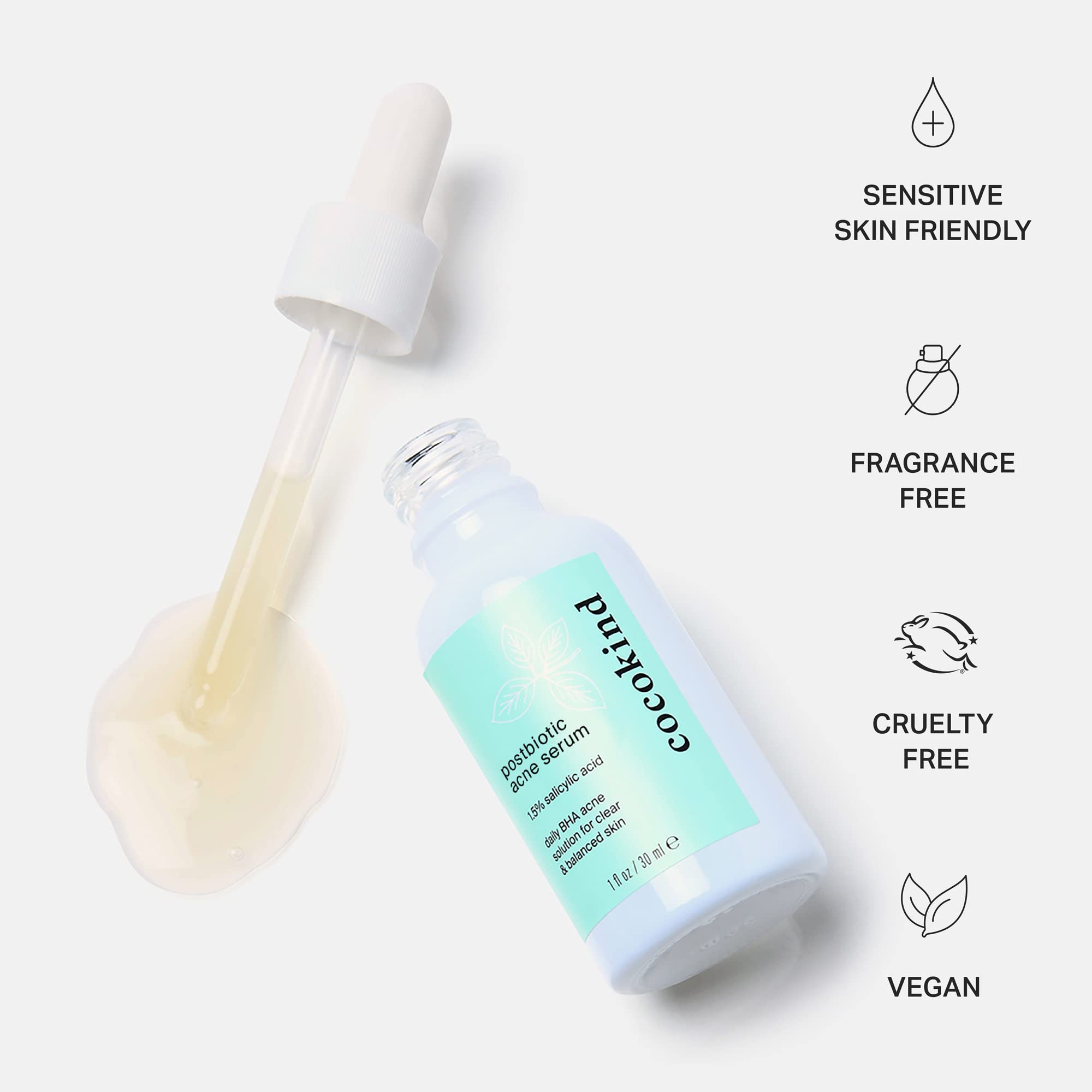 Cocokind Postbiotic Acne Serum & BHA Liquid Exfoliant – Exfoliate, Hydrate, Brighten