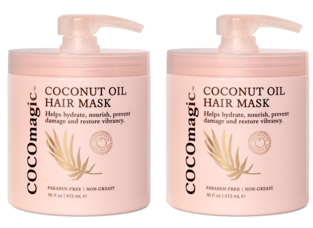 Cocomagic Coconut Oil Hair Mask | Repair Damage, Frizz Control, Shine | Protein-Rich Hydration | Made in USA 16oz (2 Pack)