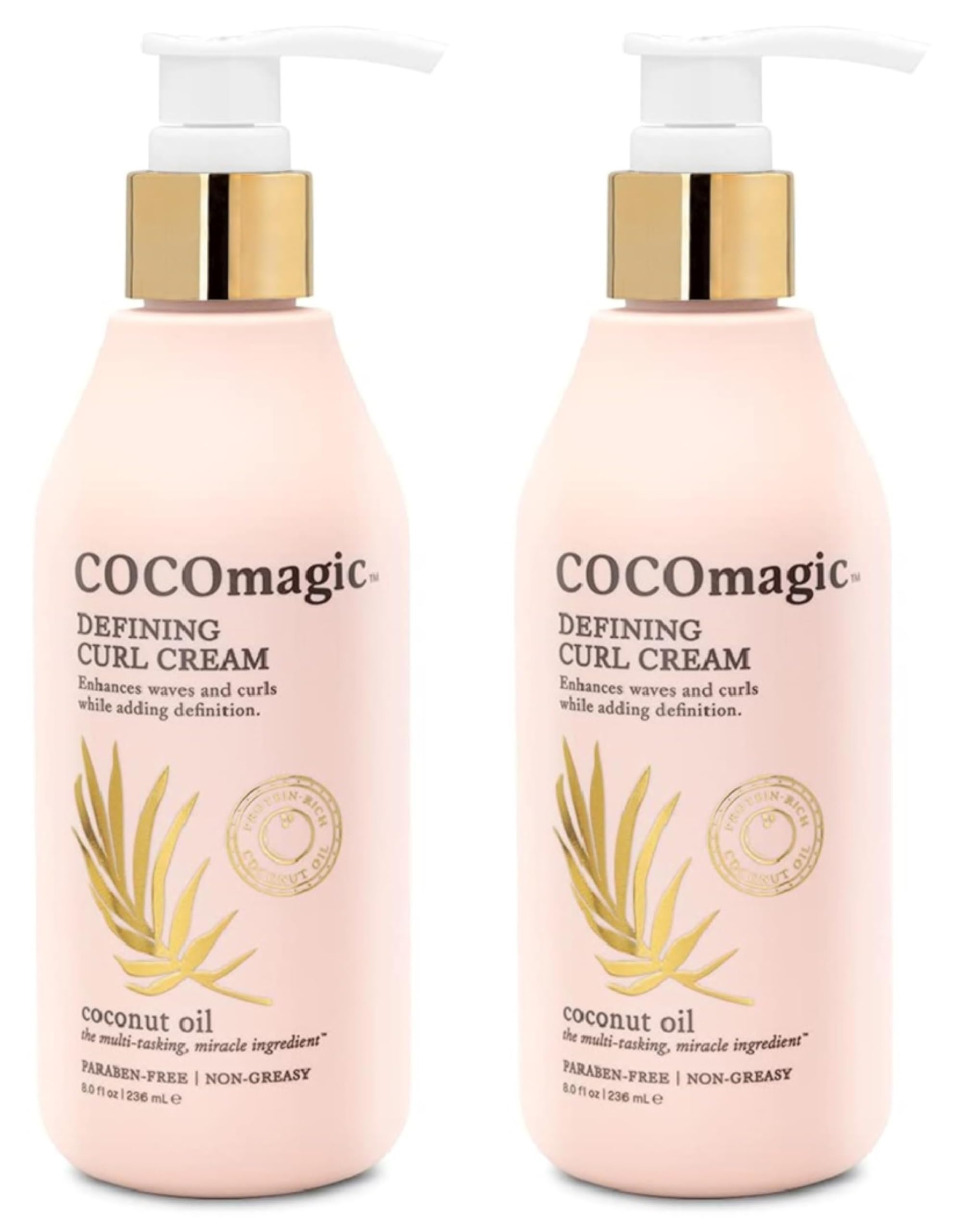 Cocomagic Defining Curl Cream | Extra Frizz Control, Humidity Resistance, Paraben Free | Made in USA (8 oz, 2 Pack)