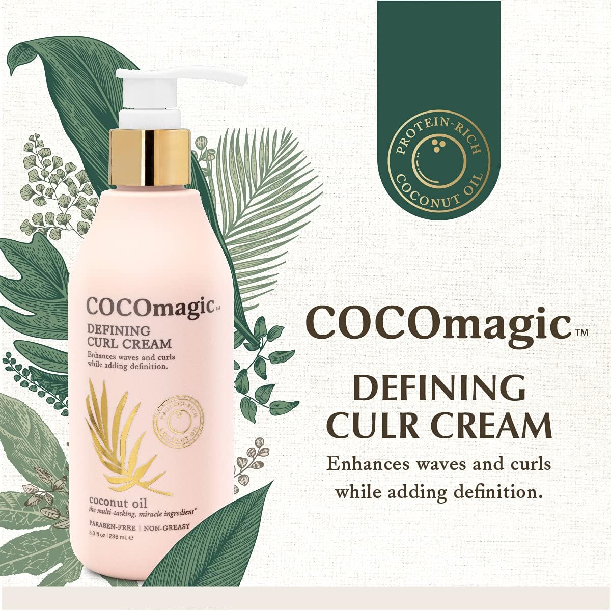 Cocomagic Defining Curl Cream | Extra Frizz Control, Humidity Resistance, Paraben Free | Made in USA (8 oz, 2 Pack)