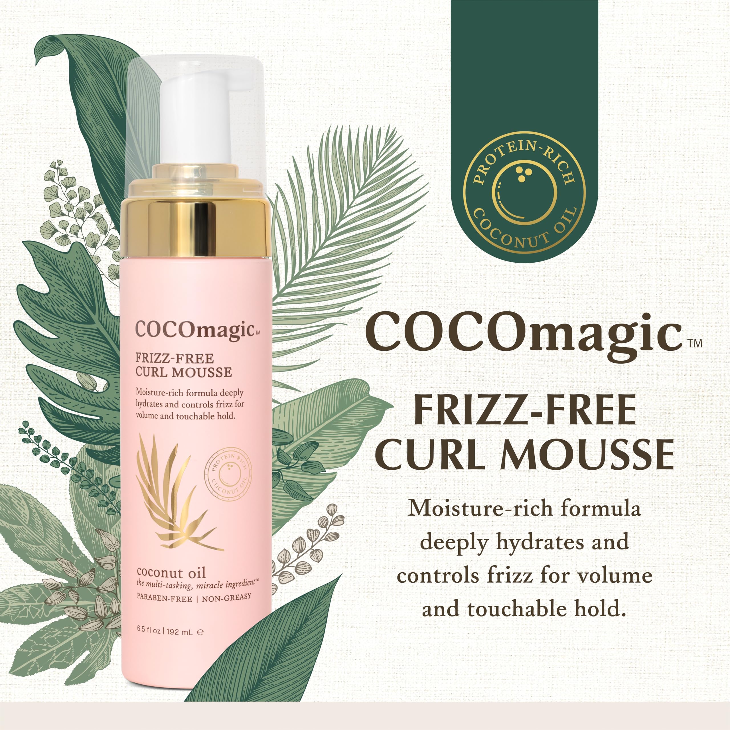 Cocomagic Frizz-Free Curl Mousse with Coconut Oil | Defines, Hydrates & Soft Hold