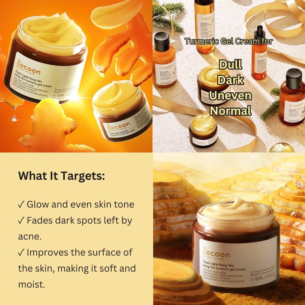 COCOONORIGINAL Hung Yen Turmeric Gel Cream with Niacinamide – Brighten, Even Skin Tone, Vegan