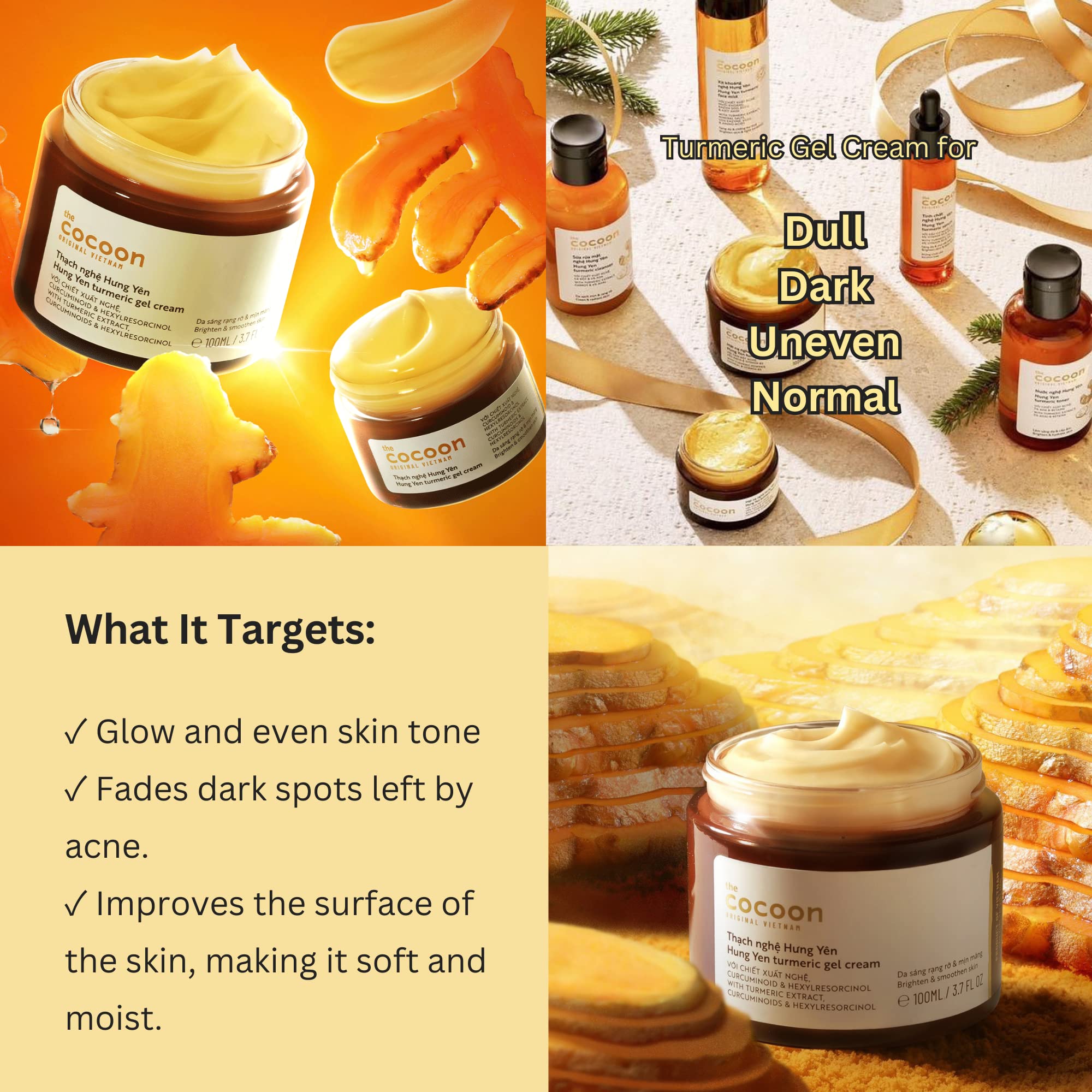 COCOONORIGINAL Hung Yen Turmeric Gel Cream with Niacinamide – Brighten, Even Skin Tone, Vegan