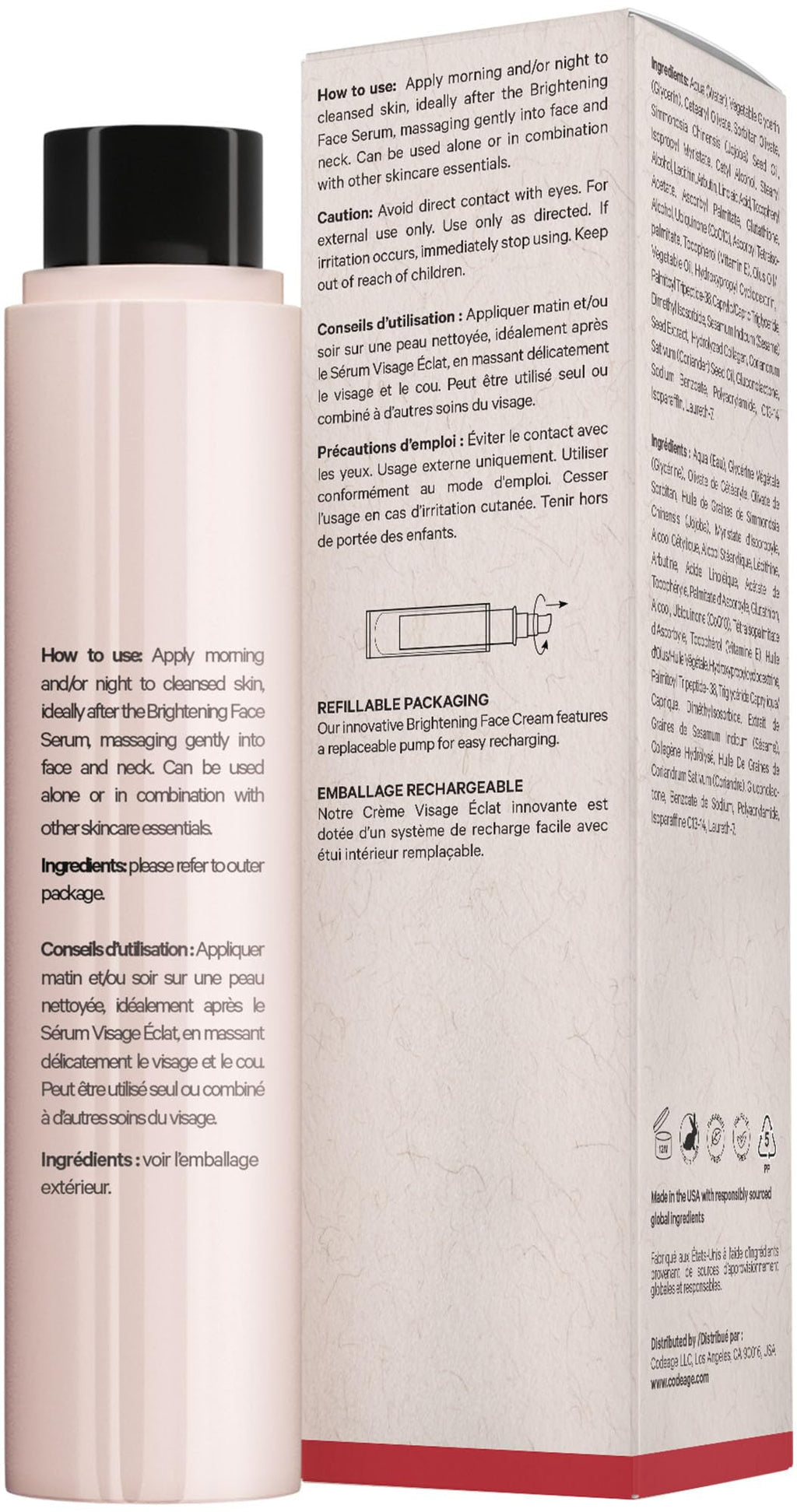 Codeage Maison Rouge Brightening Face Cream Refill – Glutathione, Peptides & CoQ10