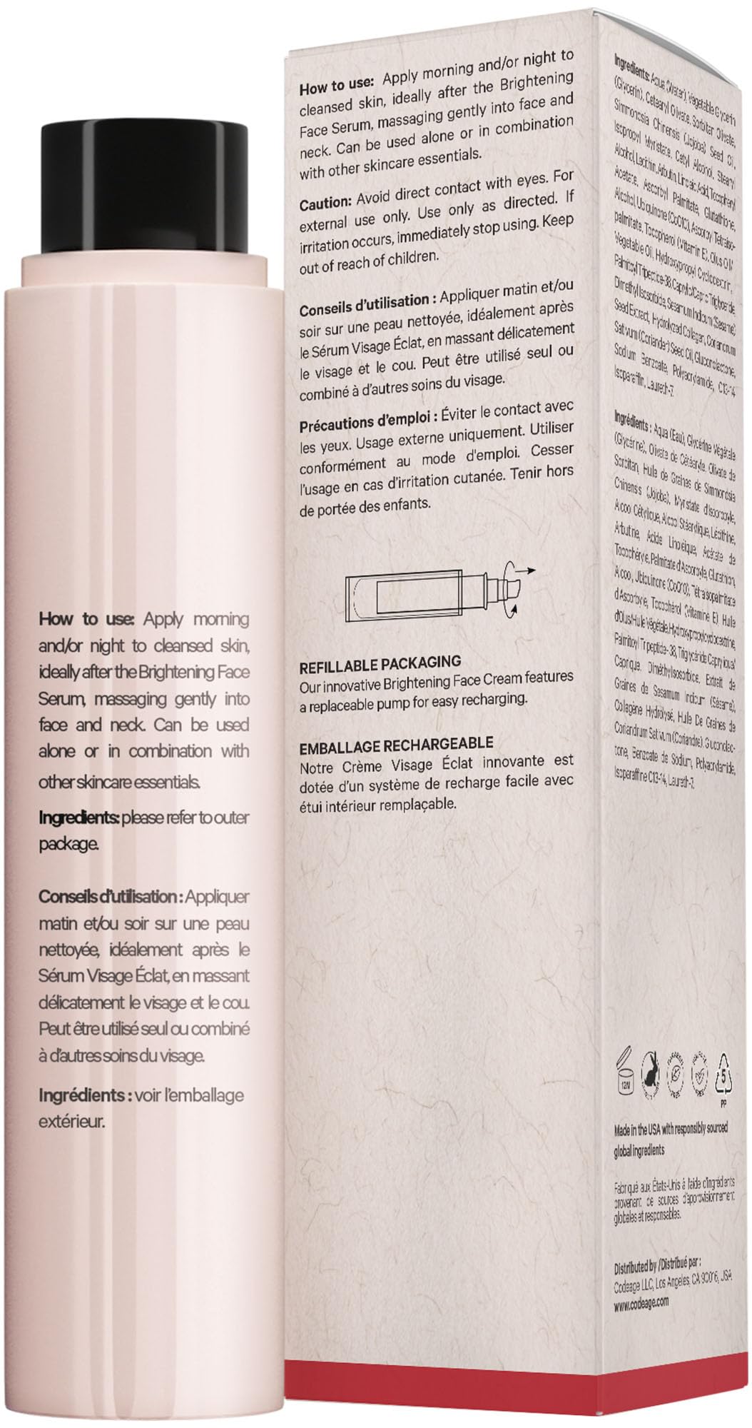 Codeage Maison Rouge Brightening Face Cream Refill – Glutathione, Peptides & CoQ10