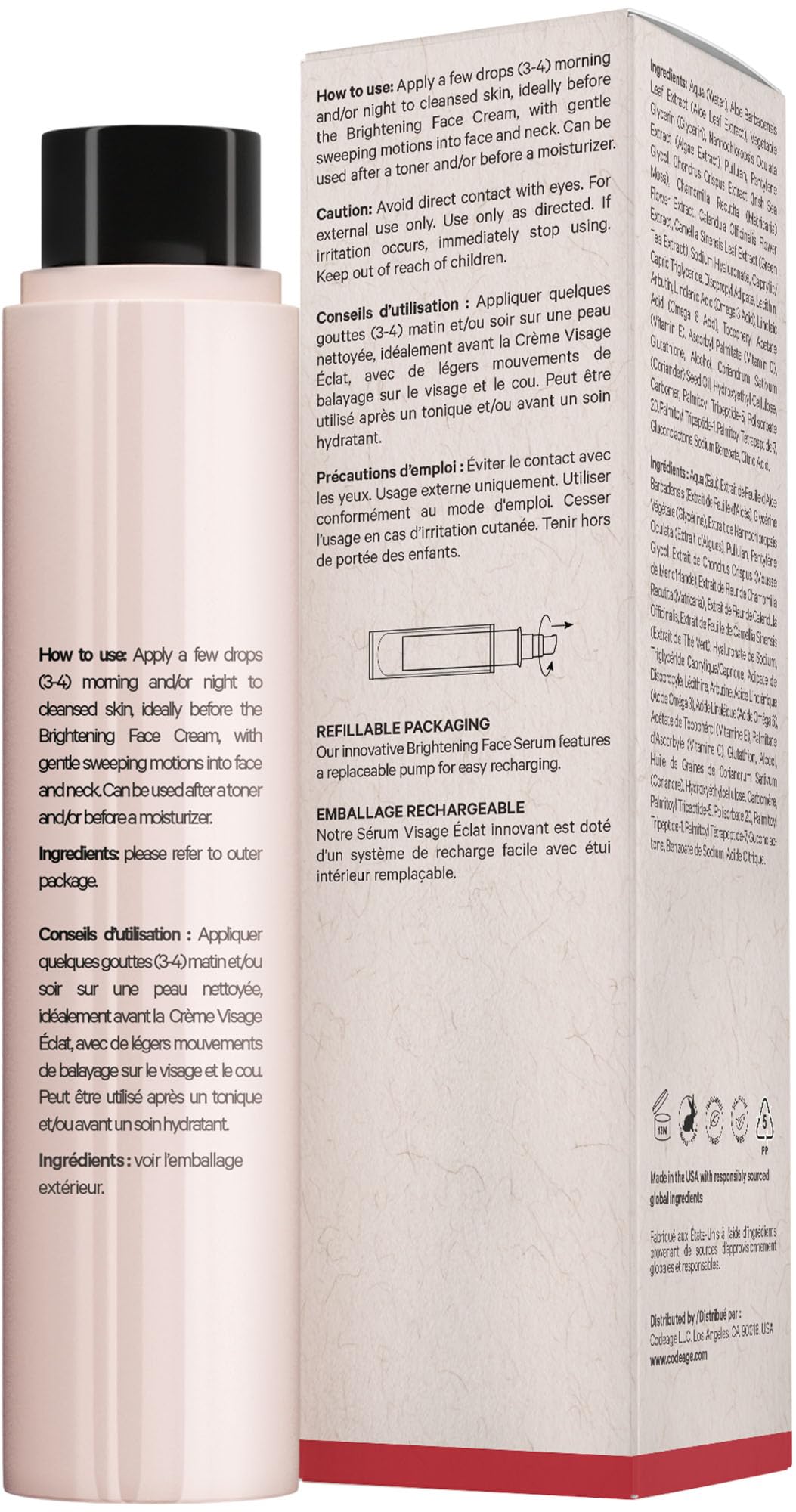 Codeage Maison Rouge Brightening Serum Refill – Glutathione, Vitamin C, Hyaluronic Acid & Collagen