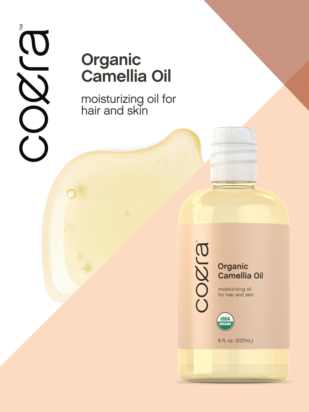 Coera Camellia Seed Oil Organic | 8 fl oz Moisturizing Hair & Skin Oil | Free of Parabens, SLS & Fragrances