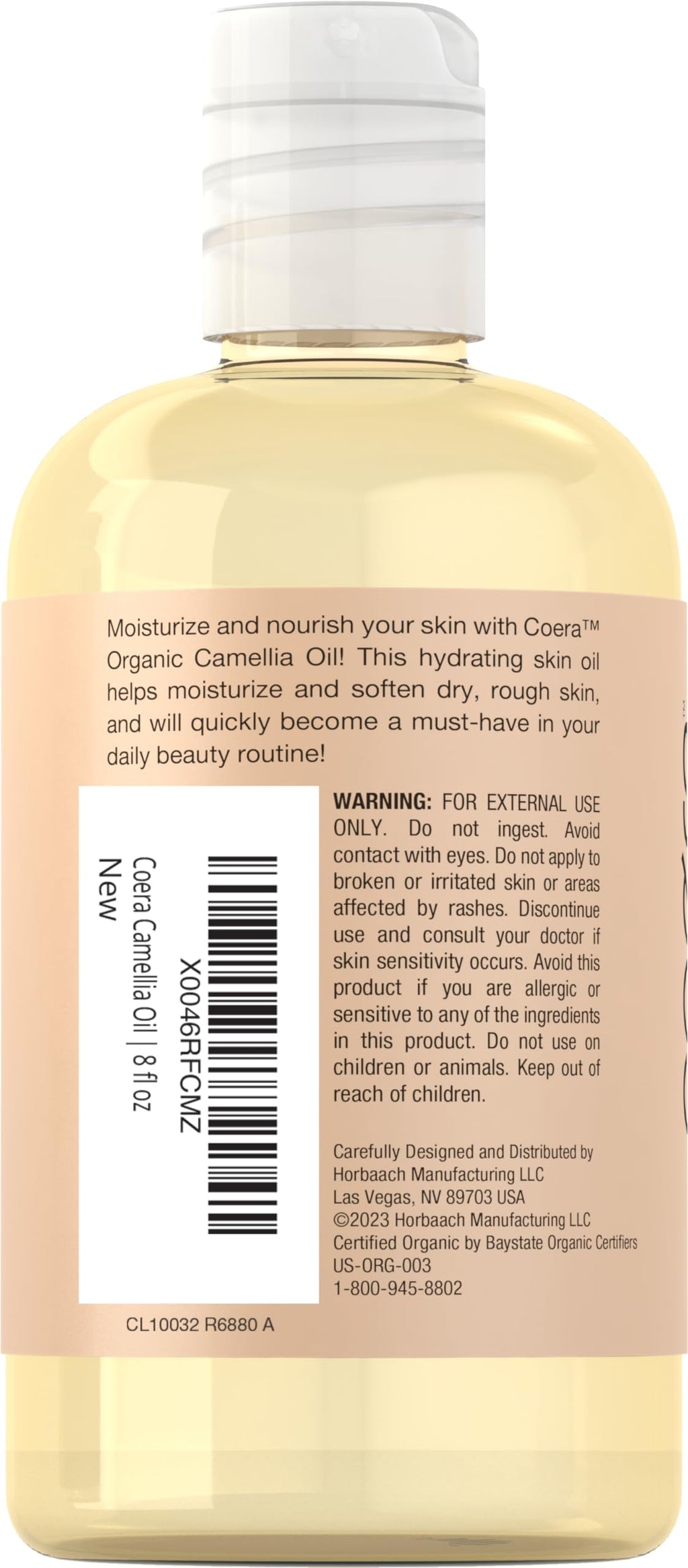 Coera Camellia Seed Oil Organic | 8 fl oz Moisturizing Hair & Skin Oil | Free of Parabens, SLS & Fragrances
