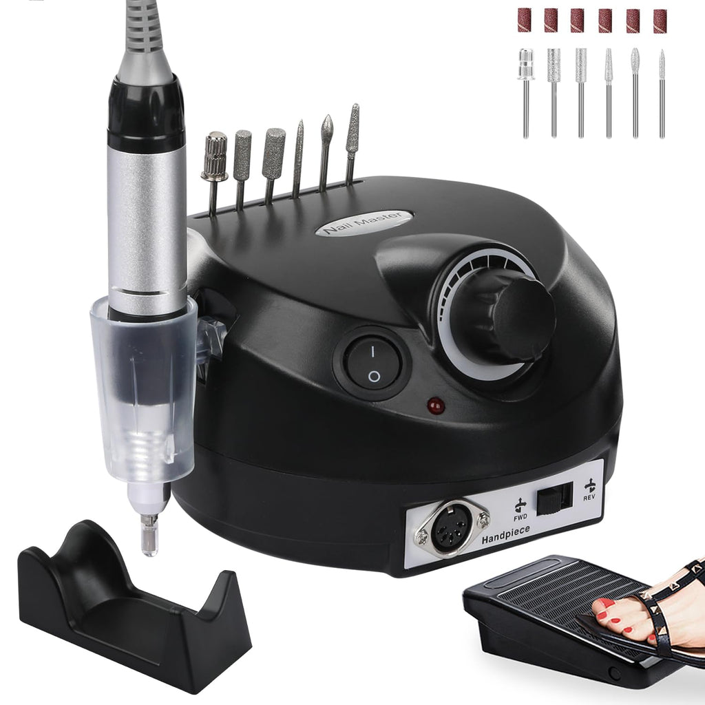 CoFashion Electric Nail Drill 30000RPM Efile Kit – 6 Bits & 6 Sanding Bands for Acrylic & Gel Nails