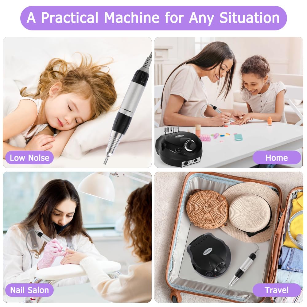 CoFashion Professional Nail Drill with Pedal – 30000 RPM E-File for Home or Salon