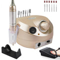 CoFashion Portable Electric Nail Drill – 30000 RPM, 6 Bits + 6 Sanding Bands, Home Salon Kit (Golden)
