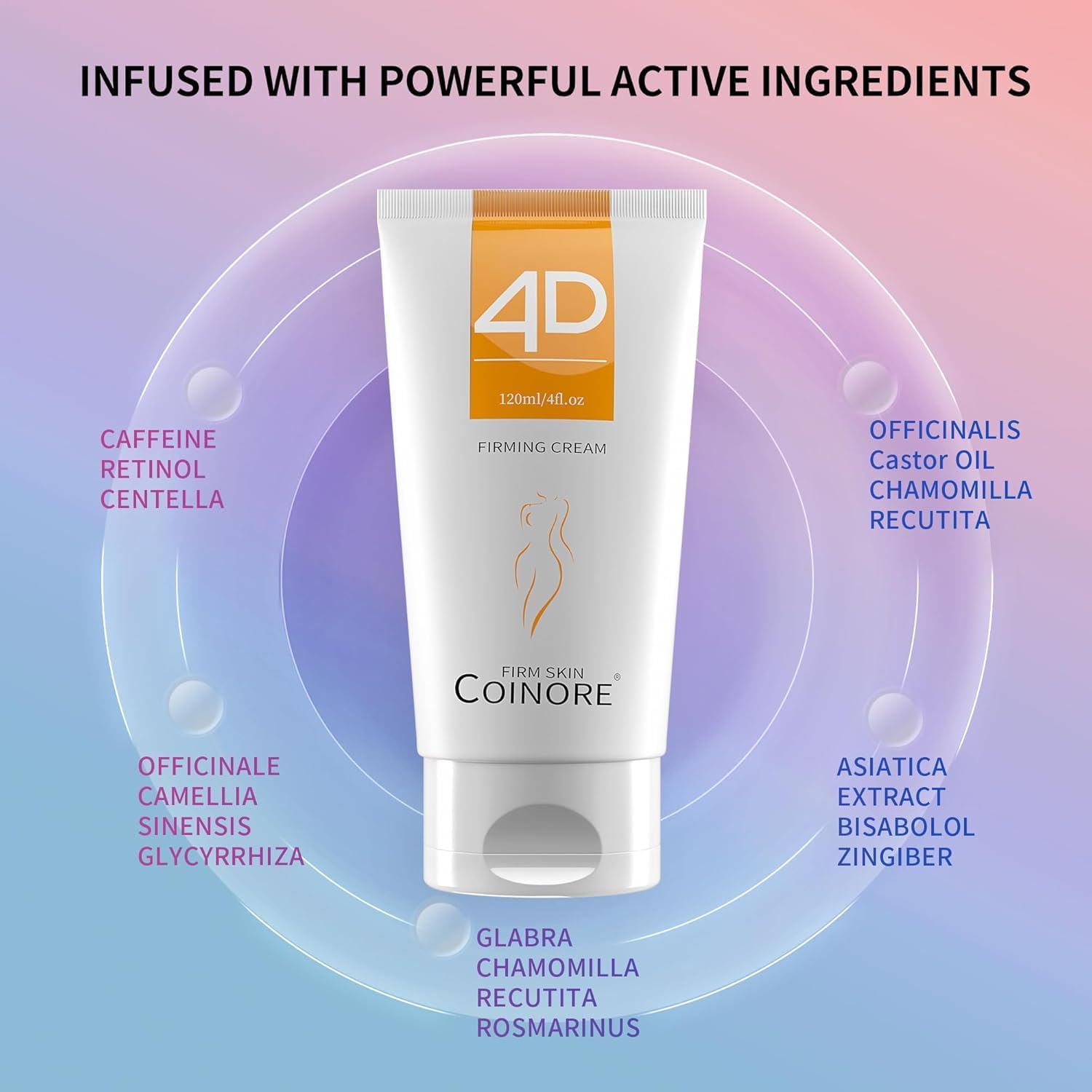 Coinore B Flat Belly Firming Cream — Fast Absorbing Moisturizer for Belly, Thigh & Buttocks | 4.0 Fl Oz