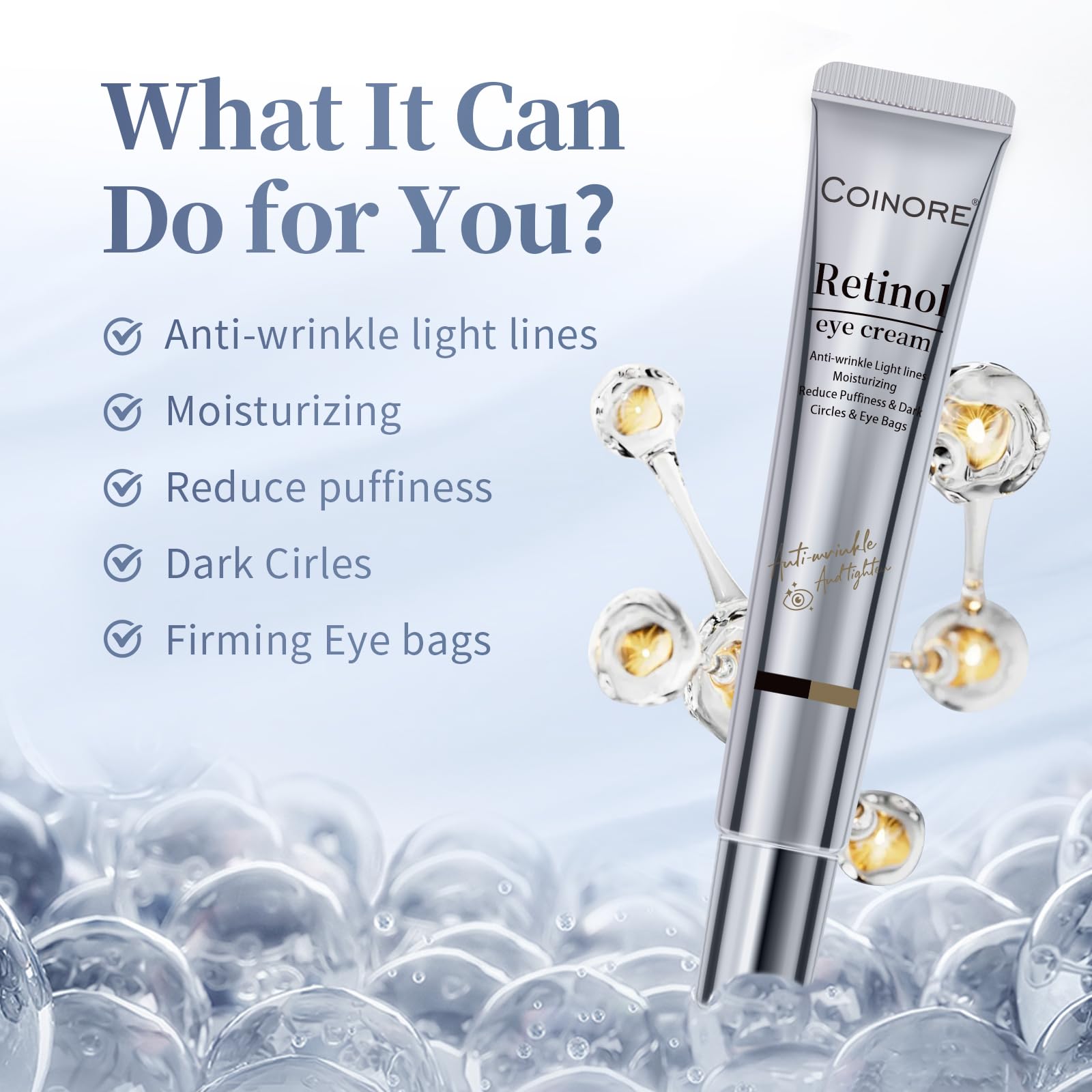 Coinore Retinol Under Eye Cream – Dark Circles, Puffiness & Fine Lines