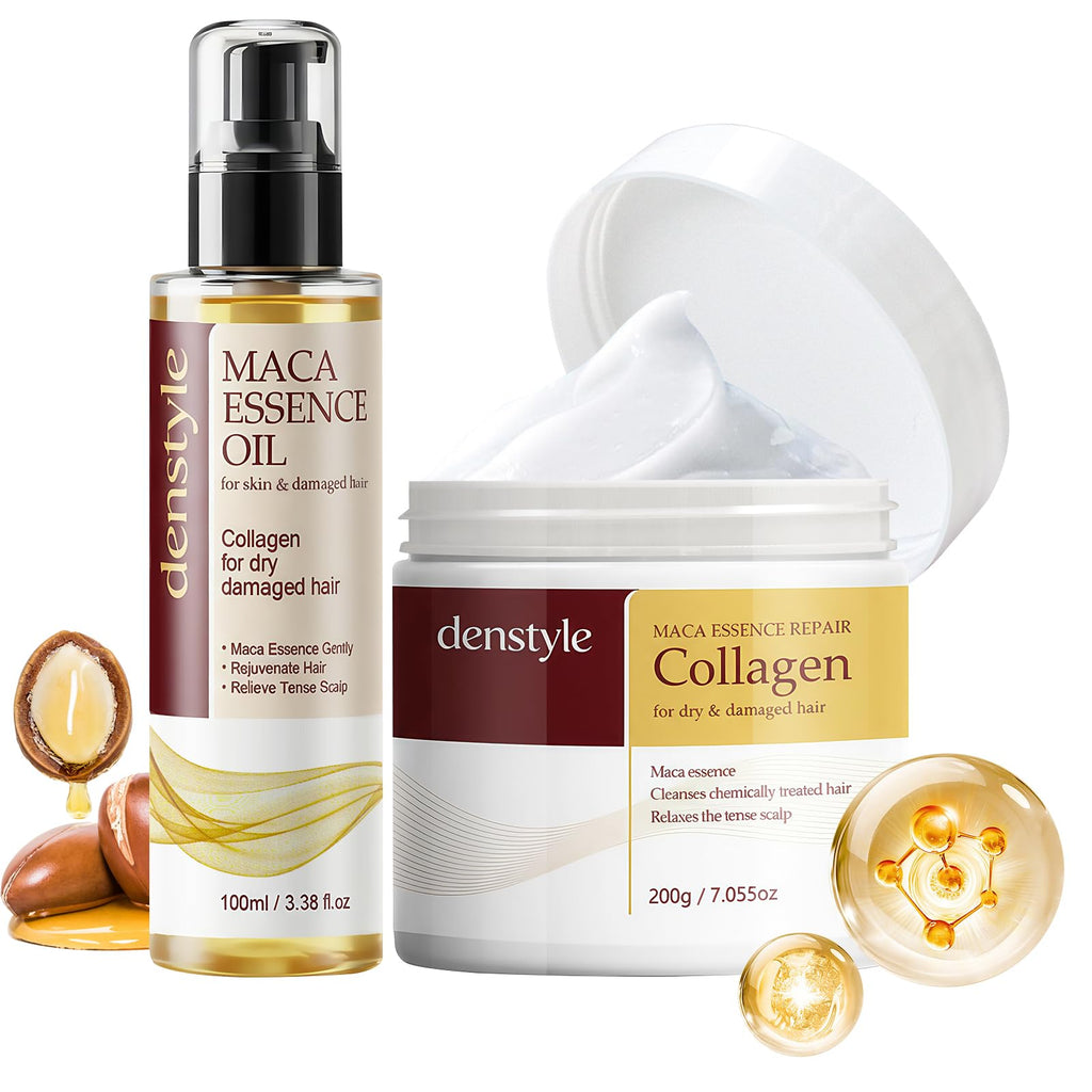 Collagen Hair Mask & Argan Oil Set – Deep Conditioning for Damaged Hair (3.38 fl oz + 7.06 oz)