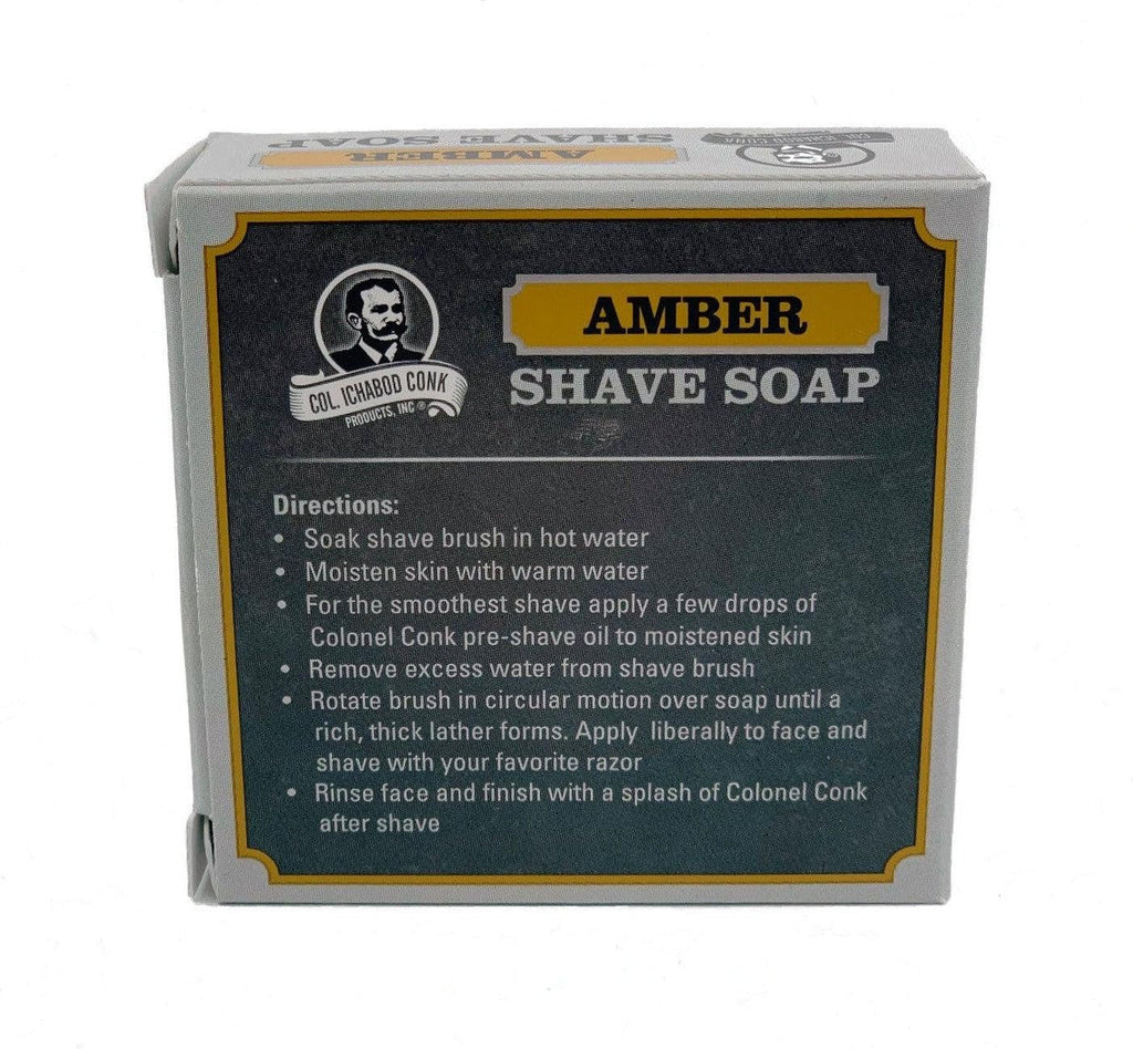 Colonel Conk Amber Shaving Soap Bar – 2.25 oz, Glycerin Rich