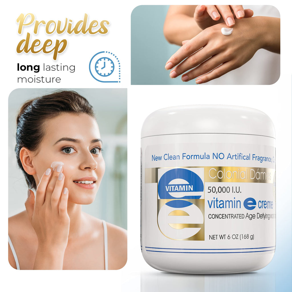 Colonial Dames High Potency 50,000 IU Vitamin E Moisturizer | Hydration for Dry Skin & Fine Lines