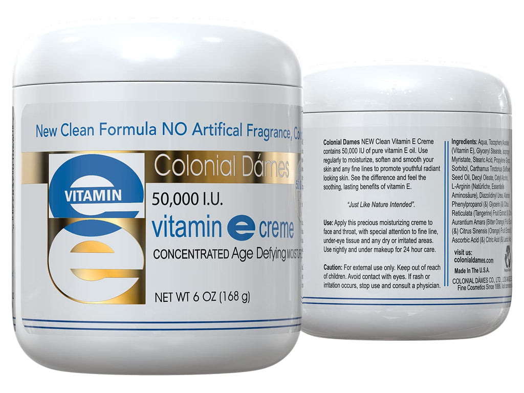 Colonial Dames High Potency 50,000 IU Vitamin E Moisturizer | Hydration for Dry Skin & Fine Lines