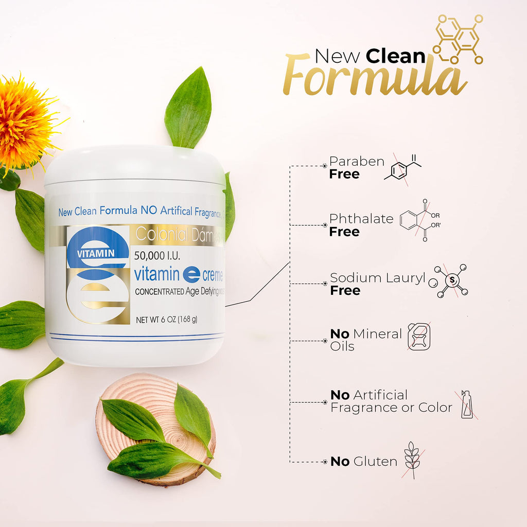 Colonial Dames High Potency 50,000 IU Vitamin E Moisturizer | Hydration for Dry Skin & Fine Lines