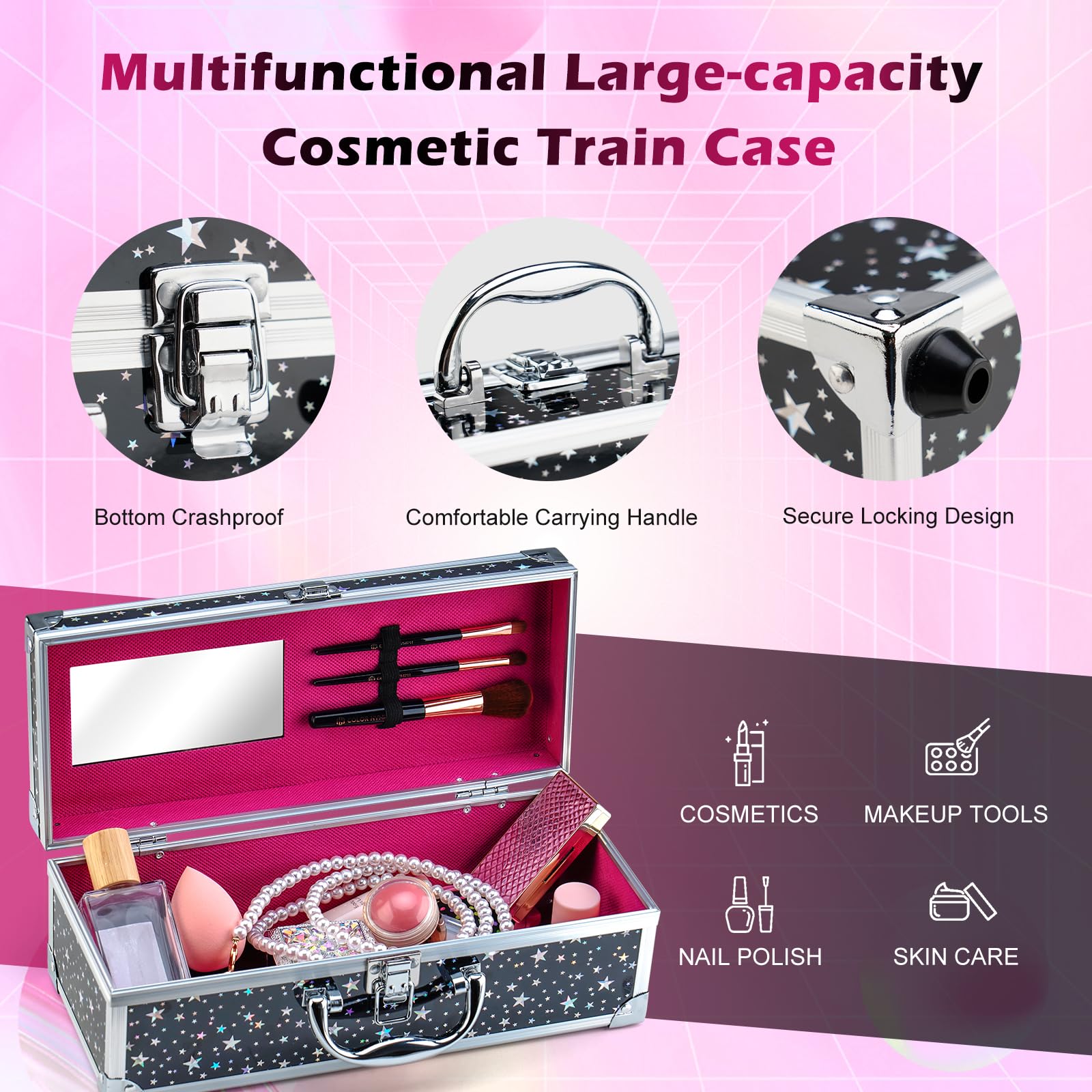 Color Nymph Teen Makeup Kit – All-in-One Beginner Set in Starry Black Train Case