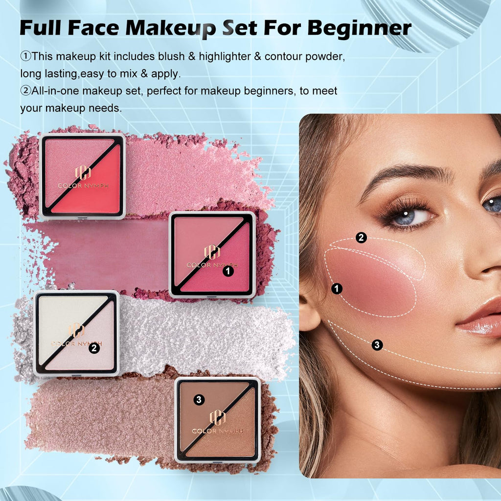 Color Nymph Teen Makeup Kit – All-in-One Beginner Set in White Train Case
