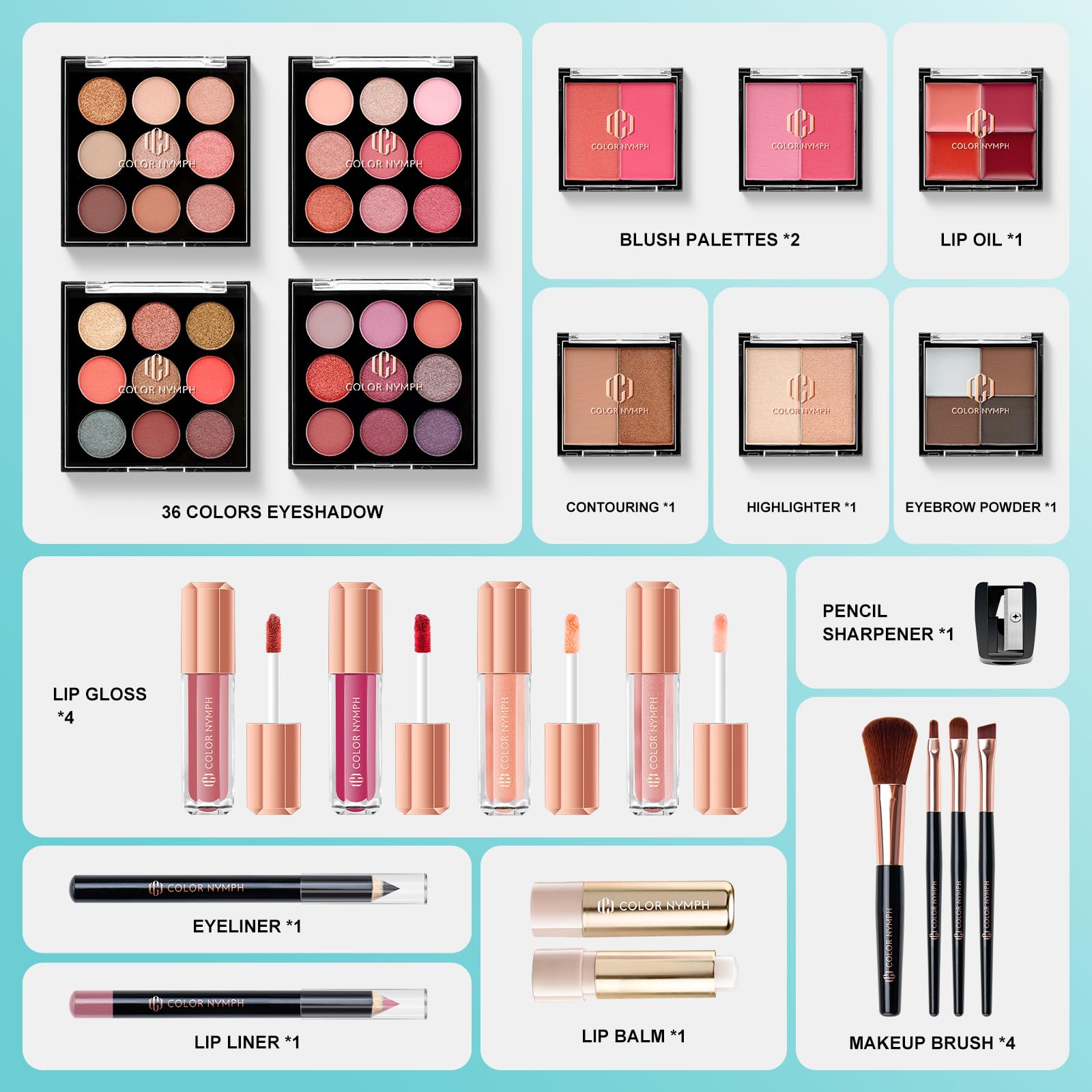 Color Nymph All In One Makeup Kit – 36 Colors, Travel Case, Beginner Friendly