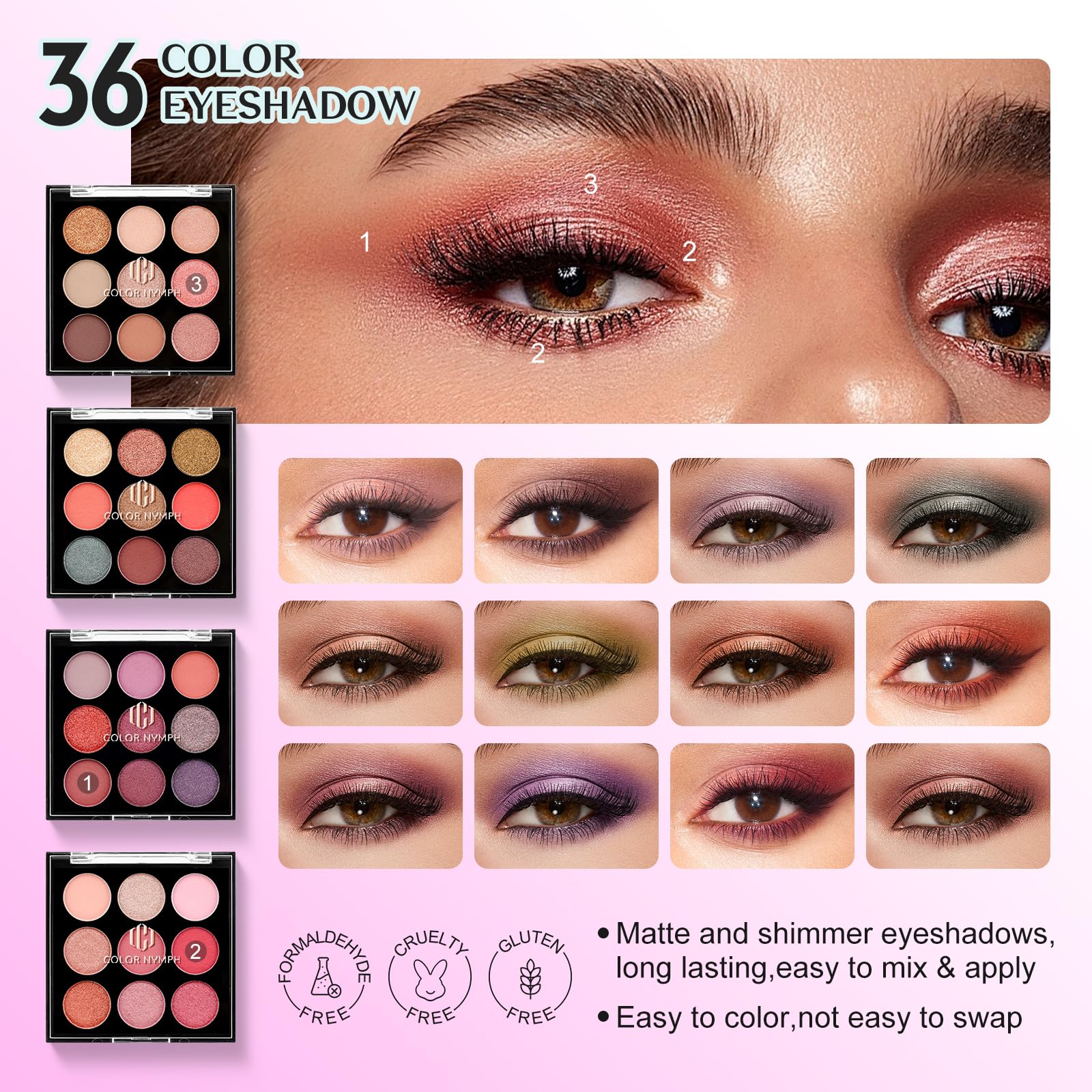 Color Nymph All-in-One Makeup Kit for Teens – 36 Eyeshadows + Train Case