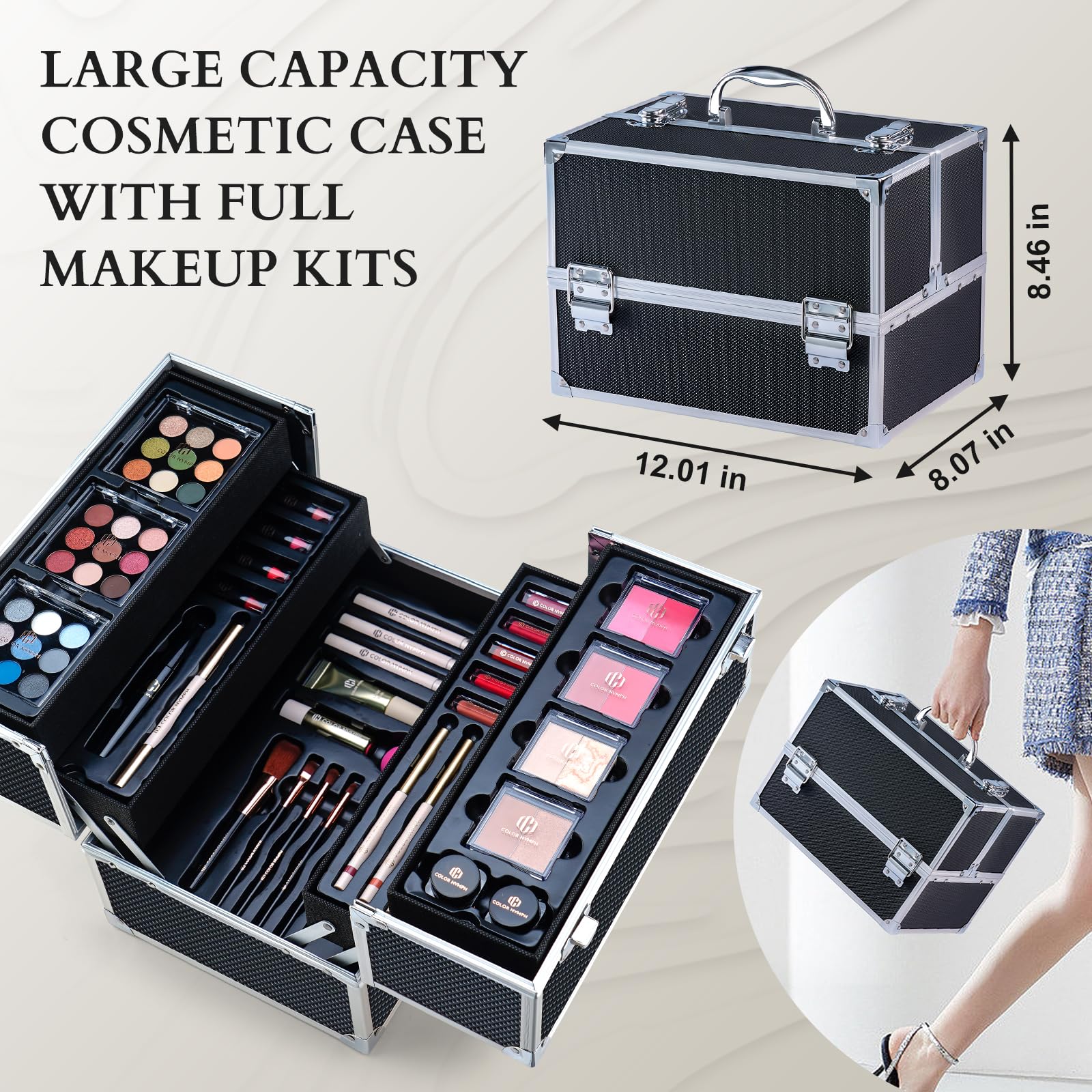 Color Nymph All-in-One Makeup Set for Teens & Women | Train Case Kit