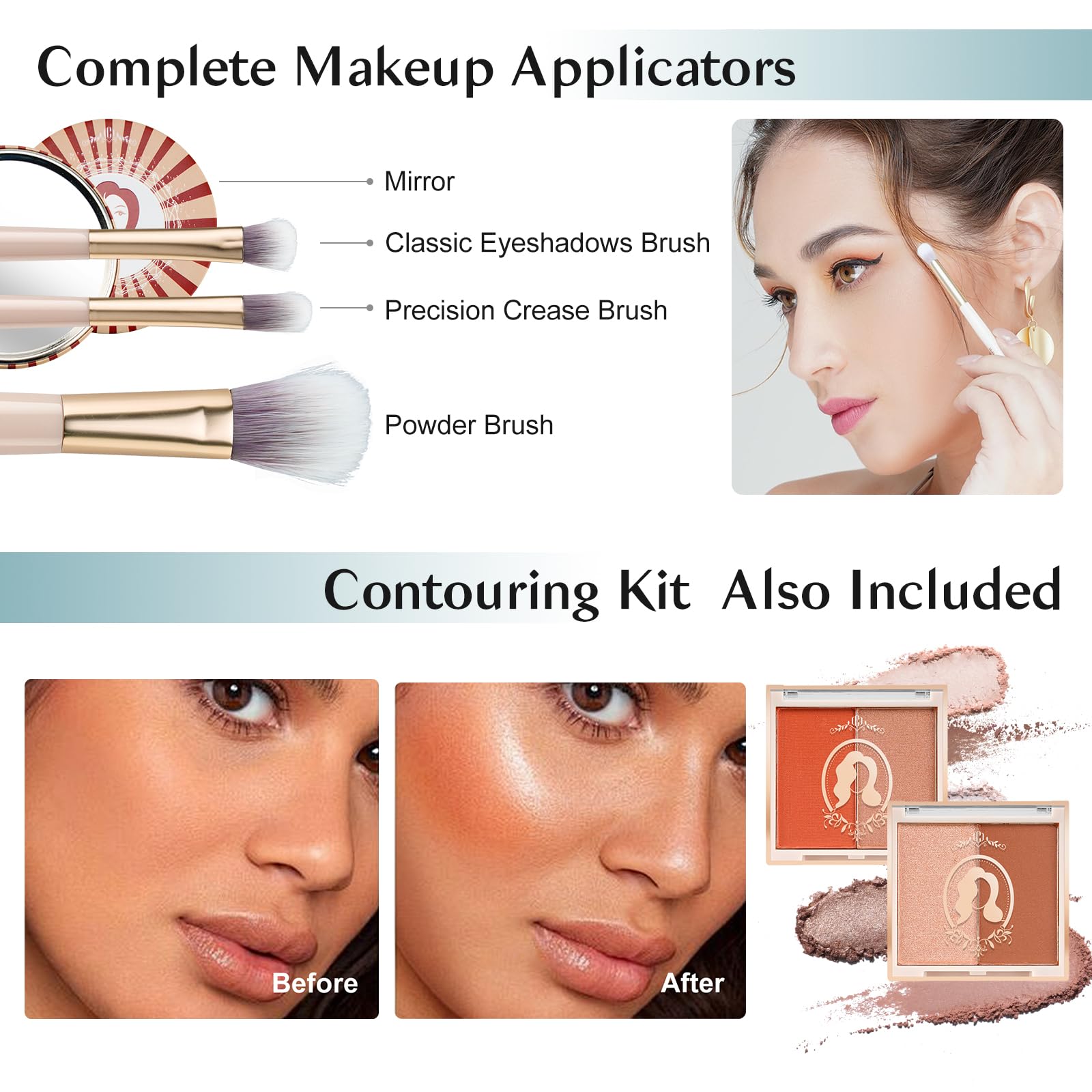Color Nymph All In One Makeup Kit for Girls – Beginner 18-Color Set in Green Case