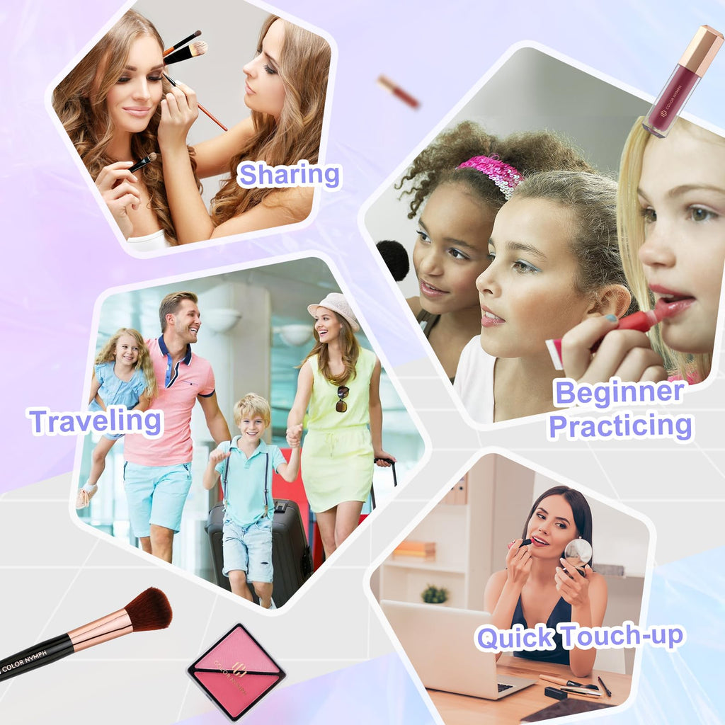 Color Nymph Makeup Kit for Women & Teens – 35 Color Eyeshadows, Lip Gloss, Brushes, Travel Case