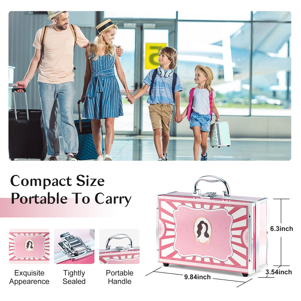 Color Nymph Mysterious Teens Makeup Kit – All-In-One Beginner Set in Pink Train Case