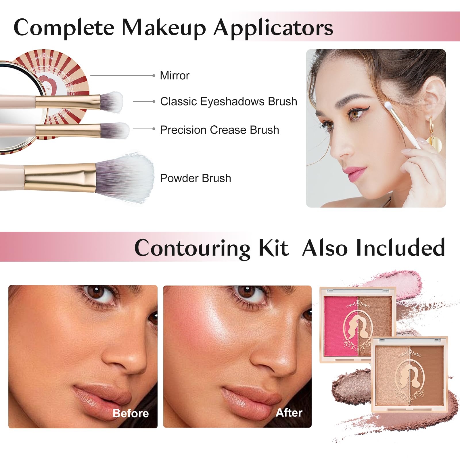 Color Nymph Mysterious Teens Makeup Kit – All-In-One Beginner Set in Pink Train Case
