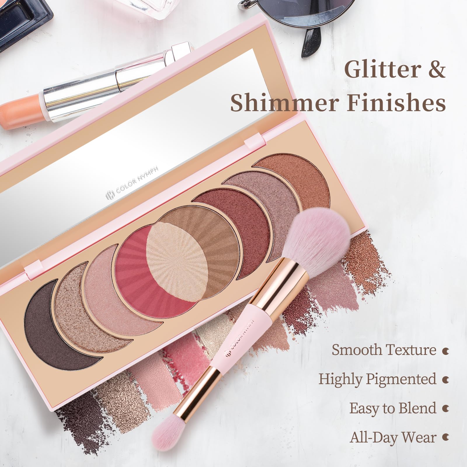 Color Nymph Naked Eyeshadow & Blush Palette Set – Highly Pigmented, Travel-Friendly Face Palette