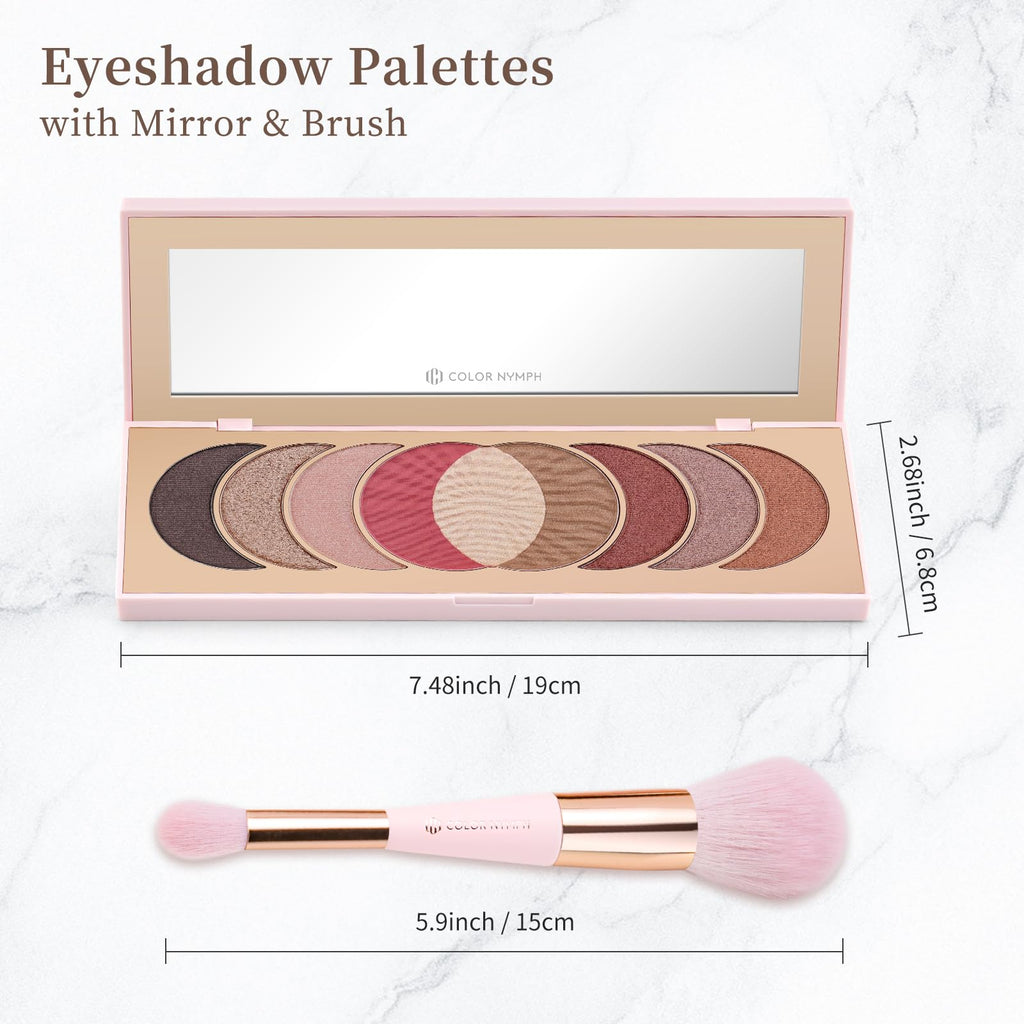 Color Nymph Naked Eyeshadow & Blush Palette Set – Highly Pigmented, Travel-Friendly Face Palette