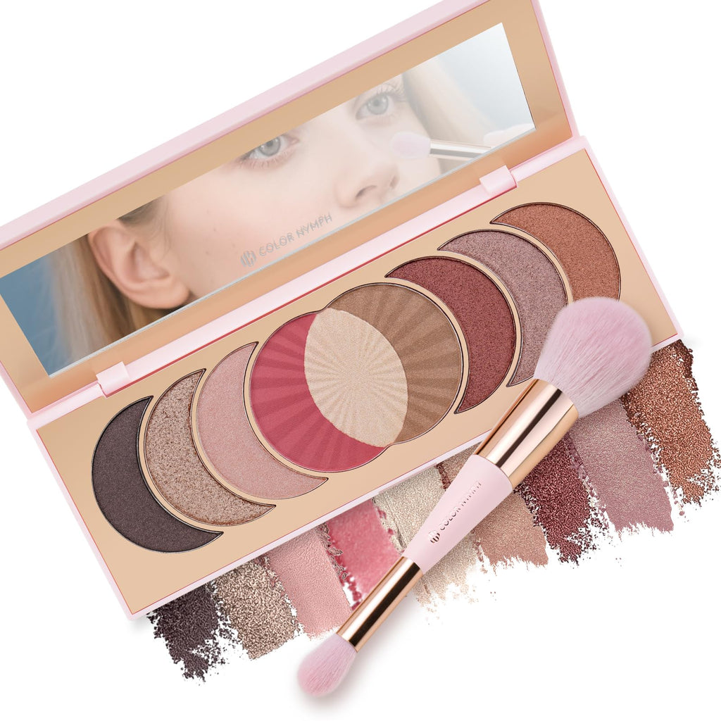 Color Nymph Naked Eyeshadow & Blush Palette Set – Highly Pigmented, Travel-Friendly Face Palette