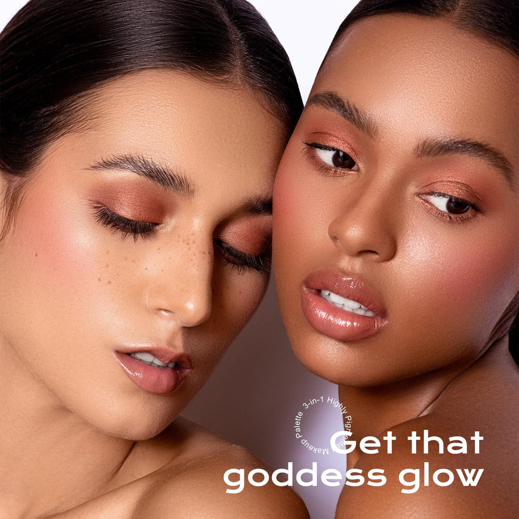 Color Nymph 3-Color Contour Blush Highlighter Palette – Pink | Travel-Size Makeup Kit