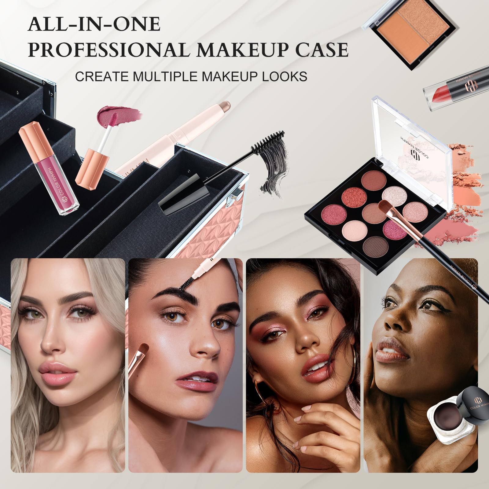 Color Nymph Professional Makeup Set for Teens & Women – Train Case Included