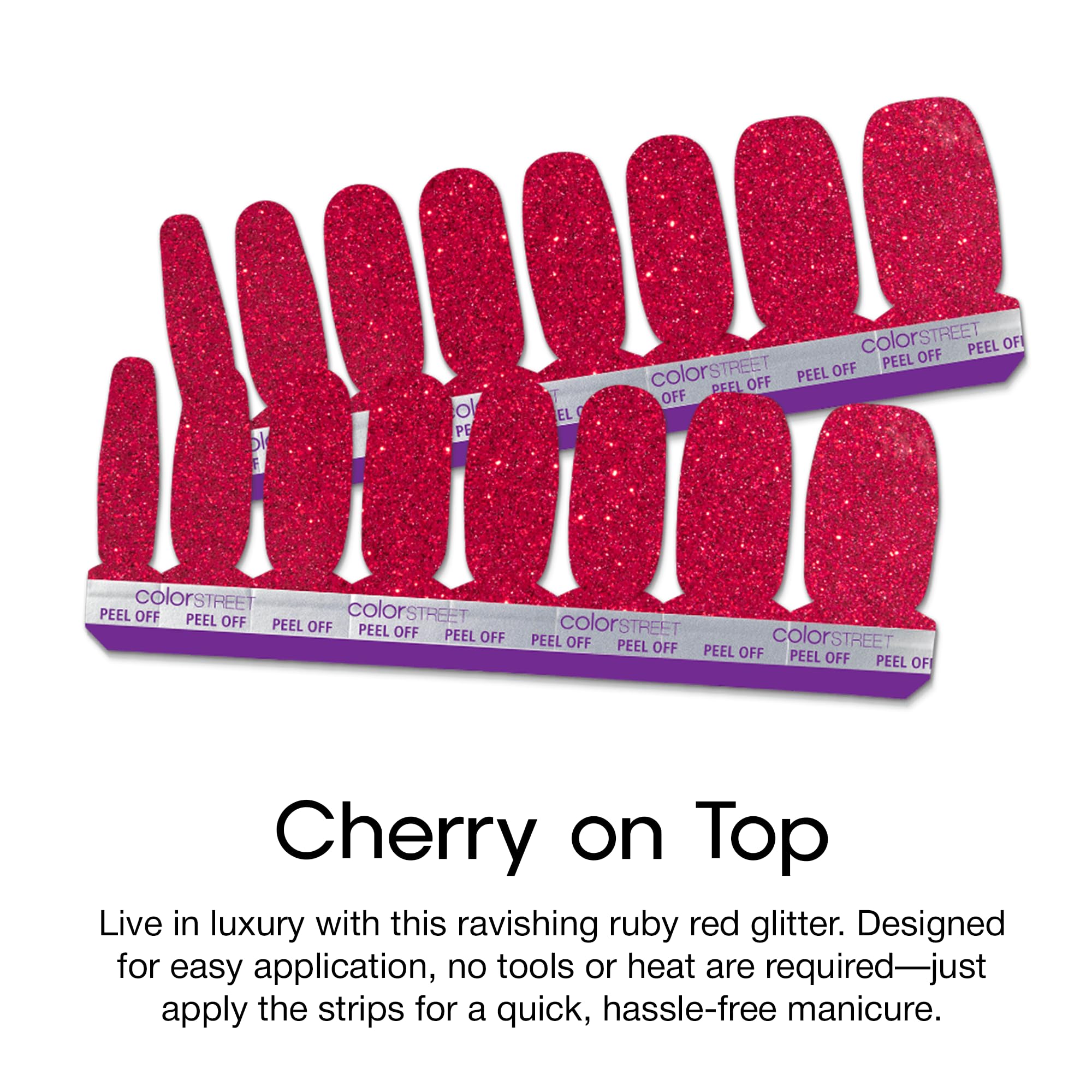 Color Street Cherry on Top Nail Strips | Ruby Red Glitter