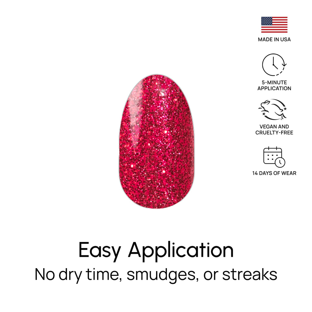 Color Street Cherry on Top Nail Strips | Ruby Red Glitter