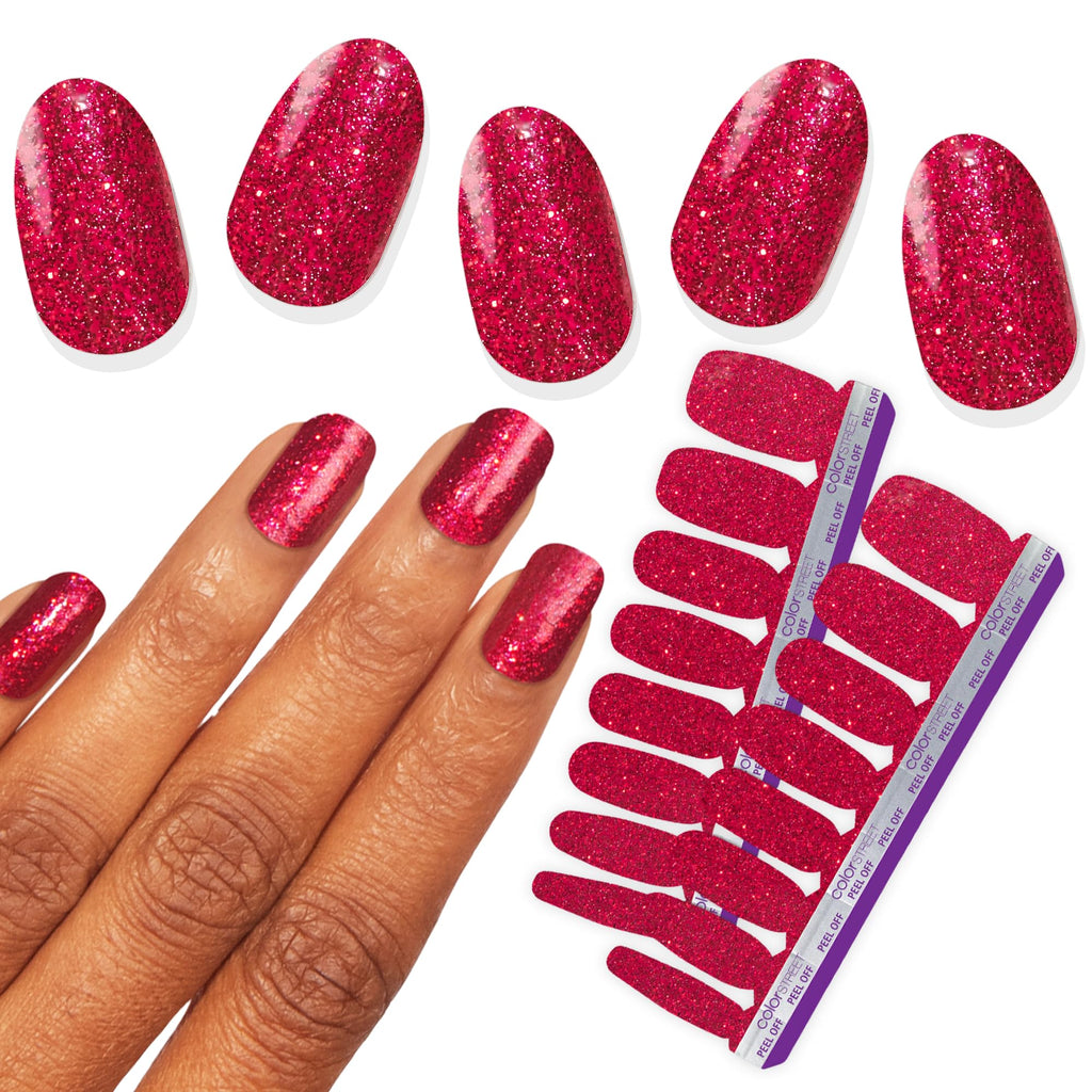 Color Street Cherry on Top Nail Strips | Ruby Red Glitter