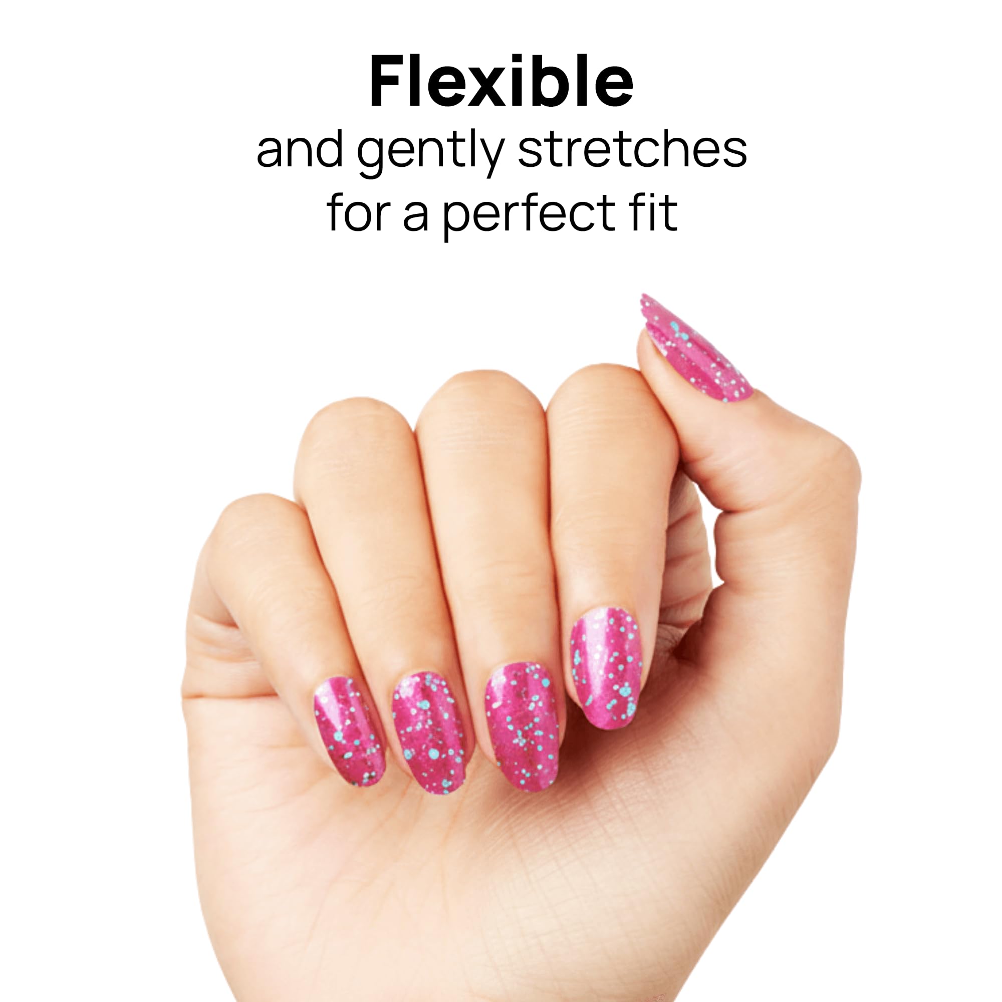 Color Street Bauble & Bright Hot Pink Glitter Nails with Blue Sparkle – 16 Real Polish Strips