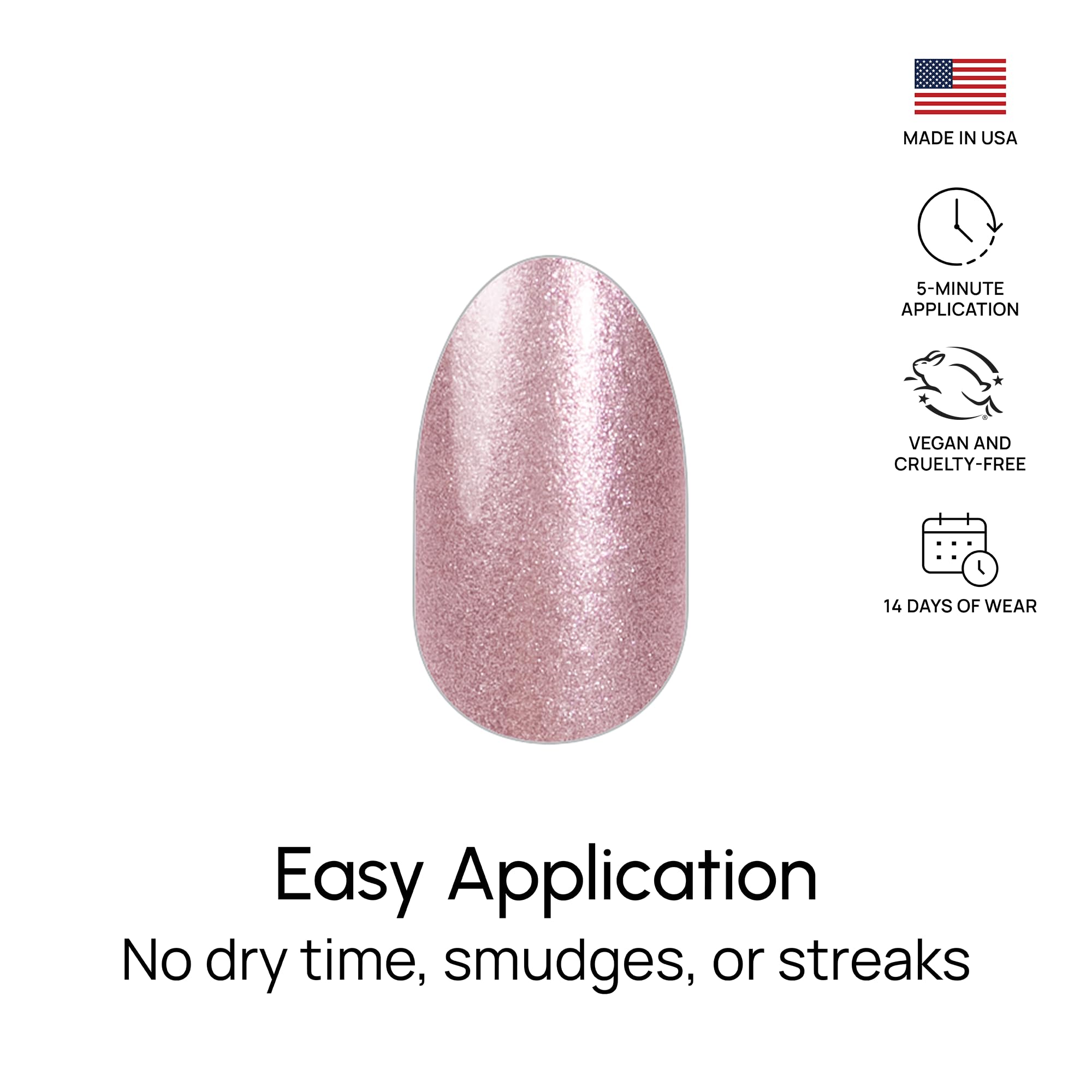 Color Street Princess Cut Nail Strips – Rose Gold Shimmer, Easy Peel, Real Polish