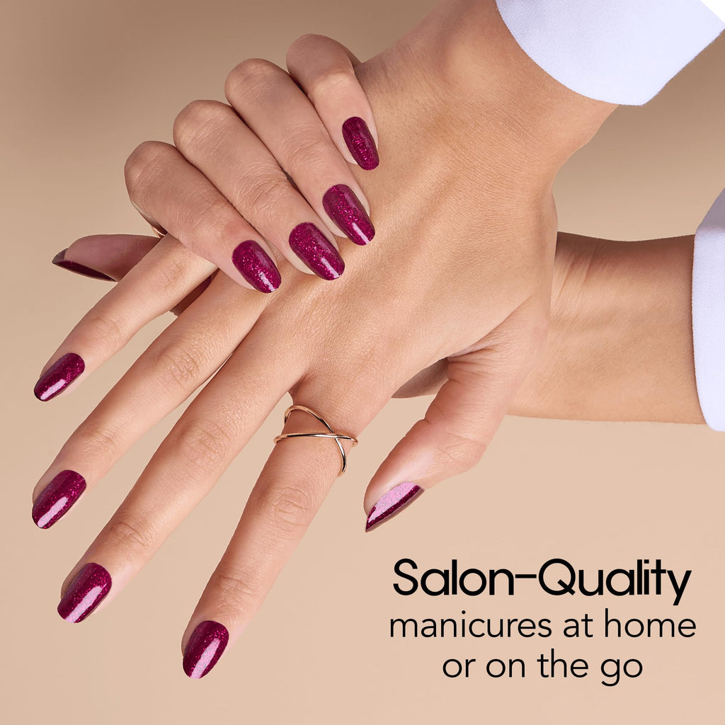 Color Street Rio Red Nail Strips – Burgundy Glitter, Easy Peel & Apply