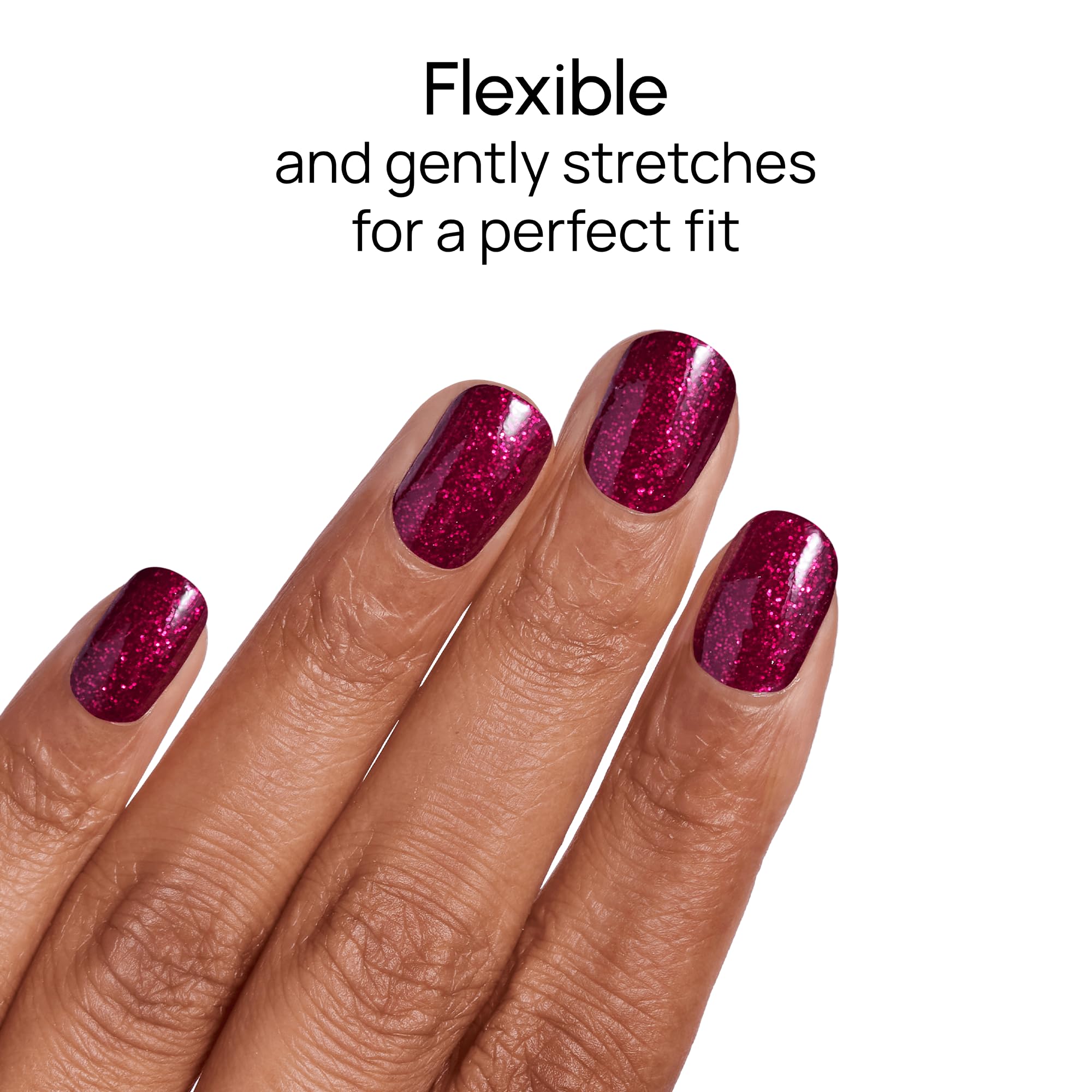 Color Street Rio Red Nail Strips – Burgundy Glitter, Easy Peel & Apply