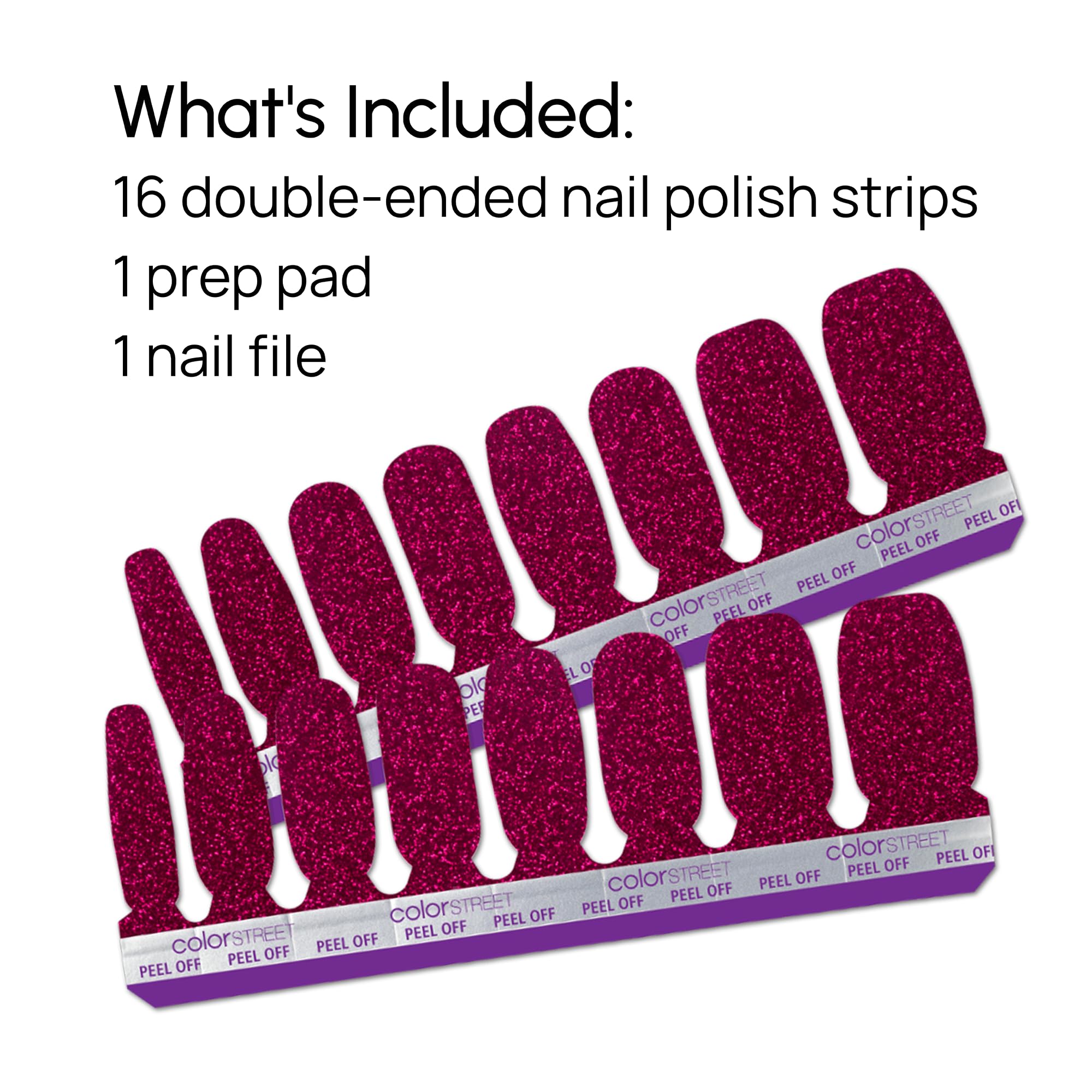 Color Street Rio Red Nail Strips – Burgundy Glitter, Easy Peel & Apply