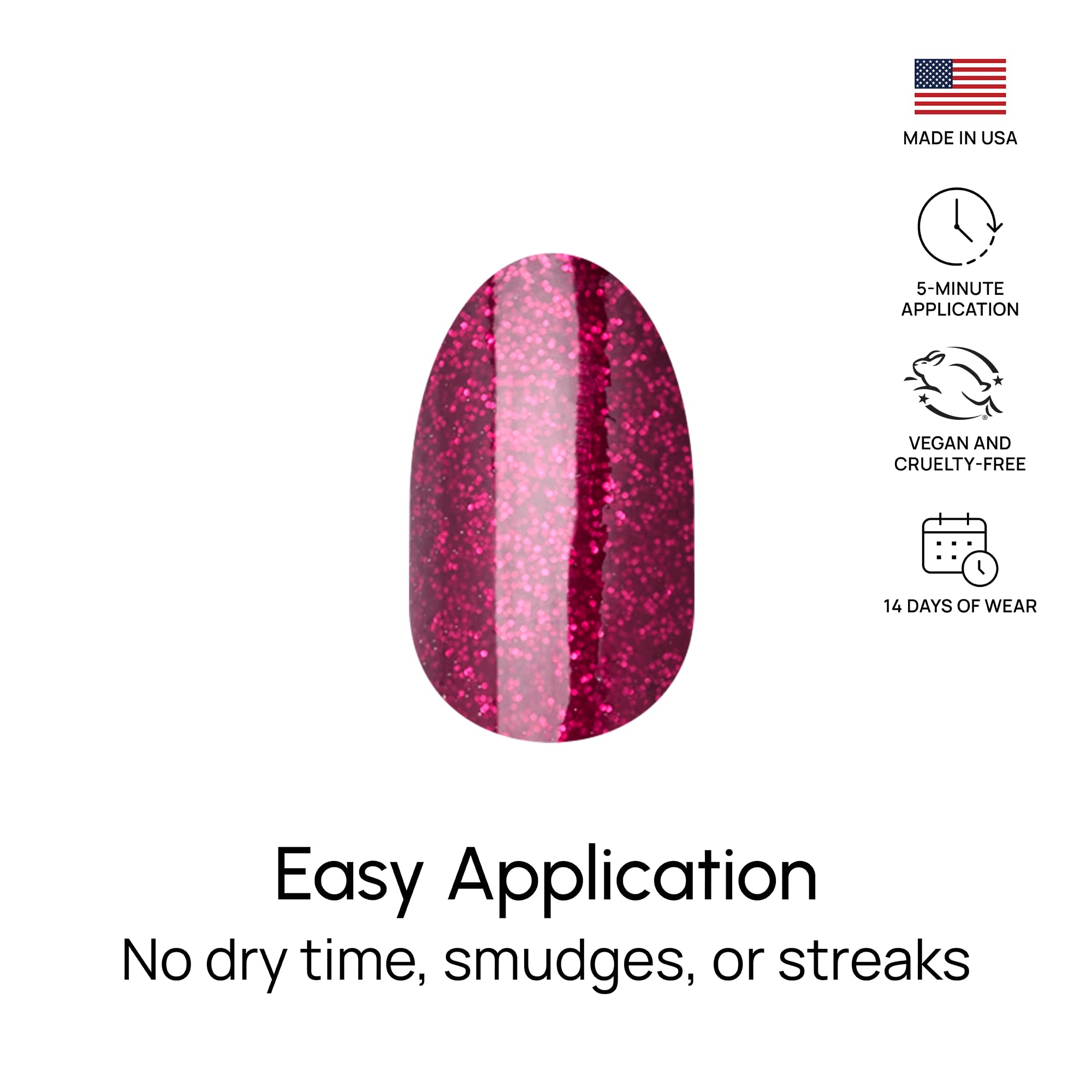 Color Street Rio Red Nail Strips – Burgundy Glitter, Easy Peel & Apply