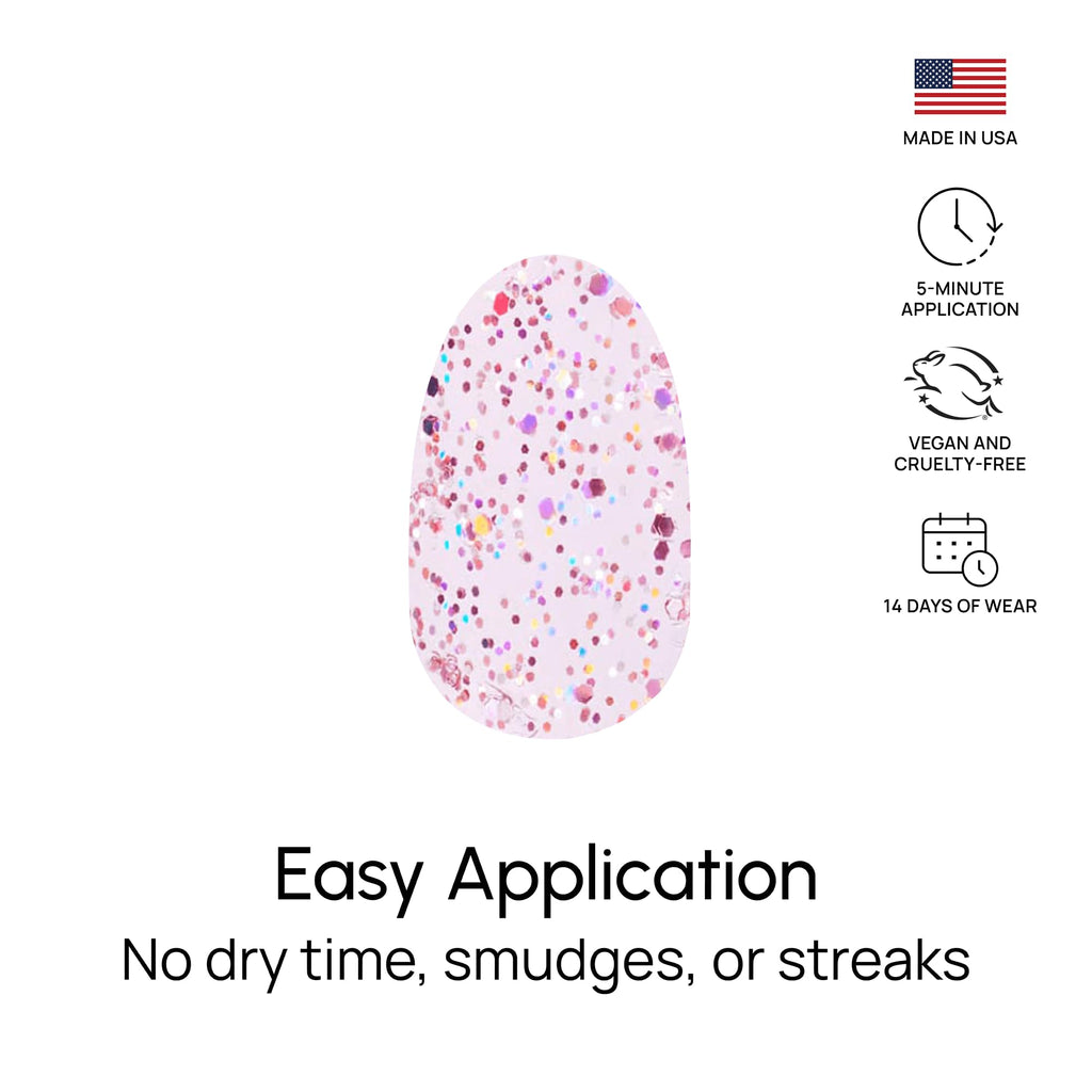 Color Street Shimmer Down Nail Strips – Rosy Pink Glitter, 16 Double-Ended, Made in USA