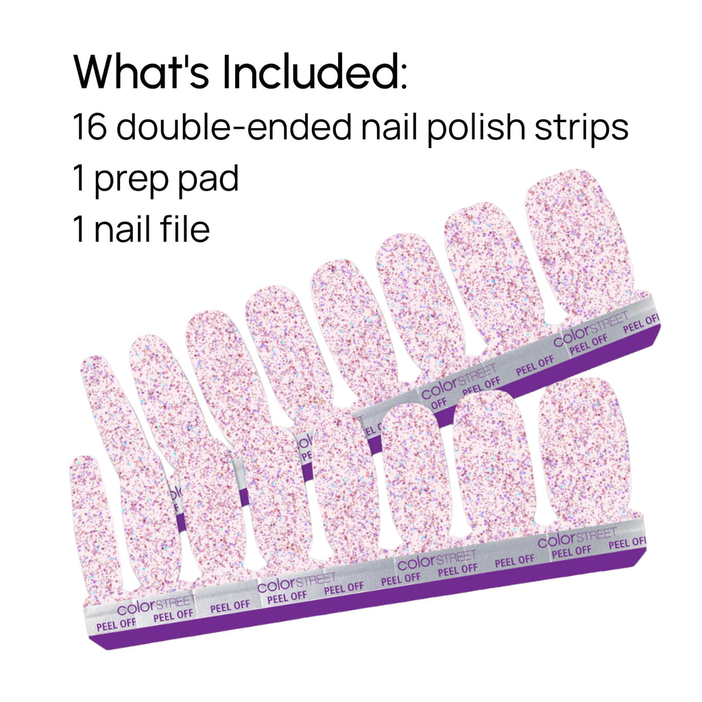 Color Street Shimmer Down Nail Strips – Rosy Pink Glitter, 16 Double-Ended, Made in USA