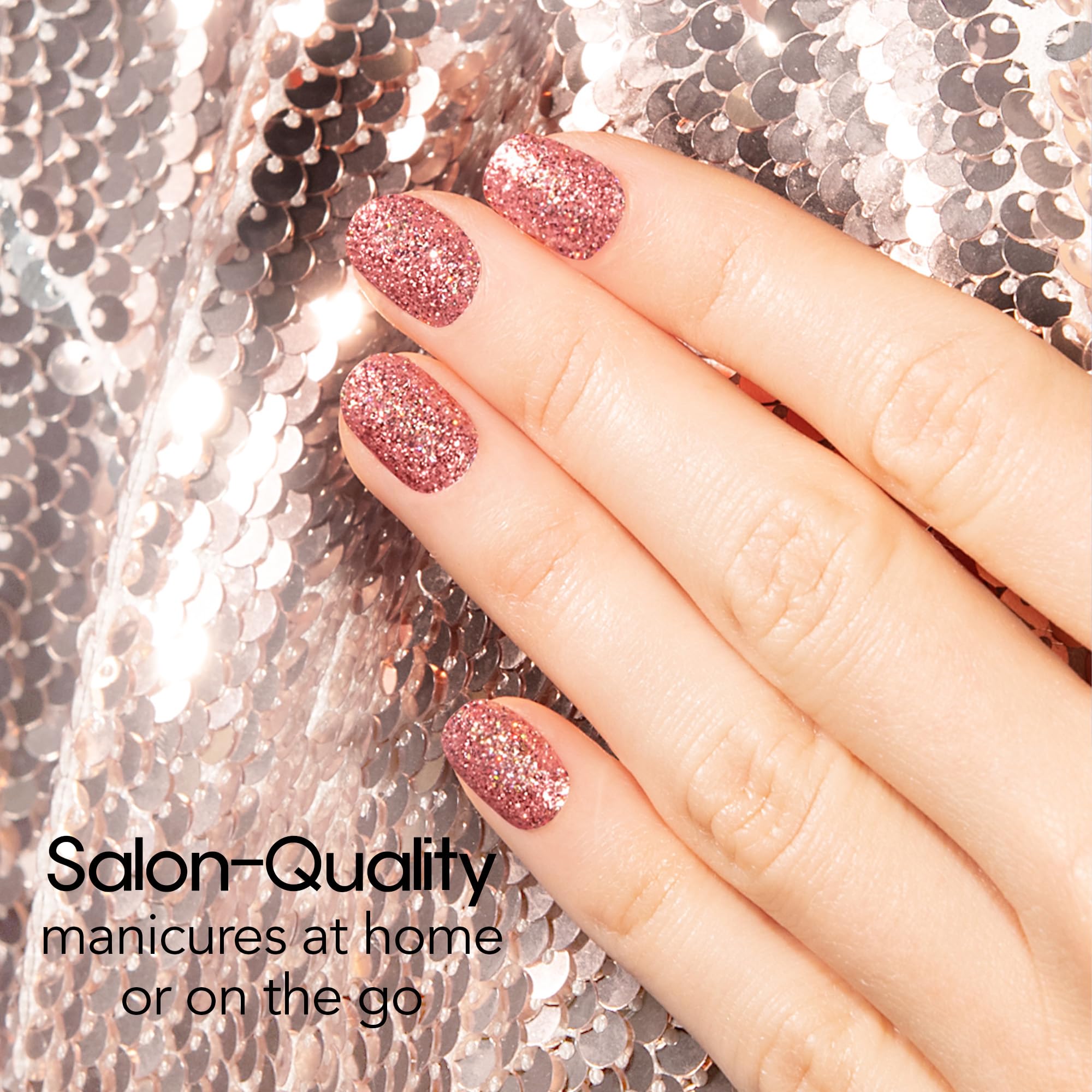 Color Street Social Butterfly Glitter Nail Strips – Rose Gold, Zero Dry Time